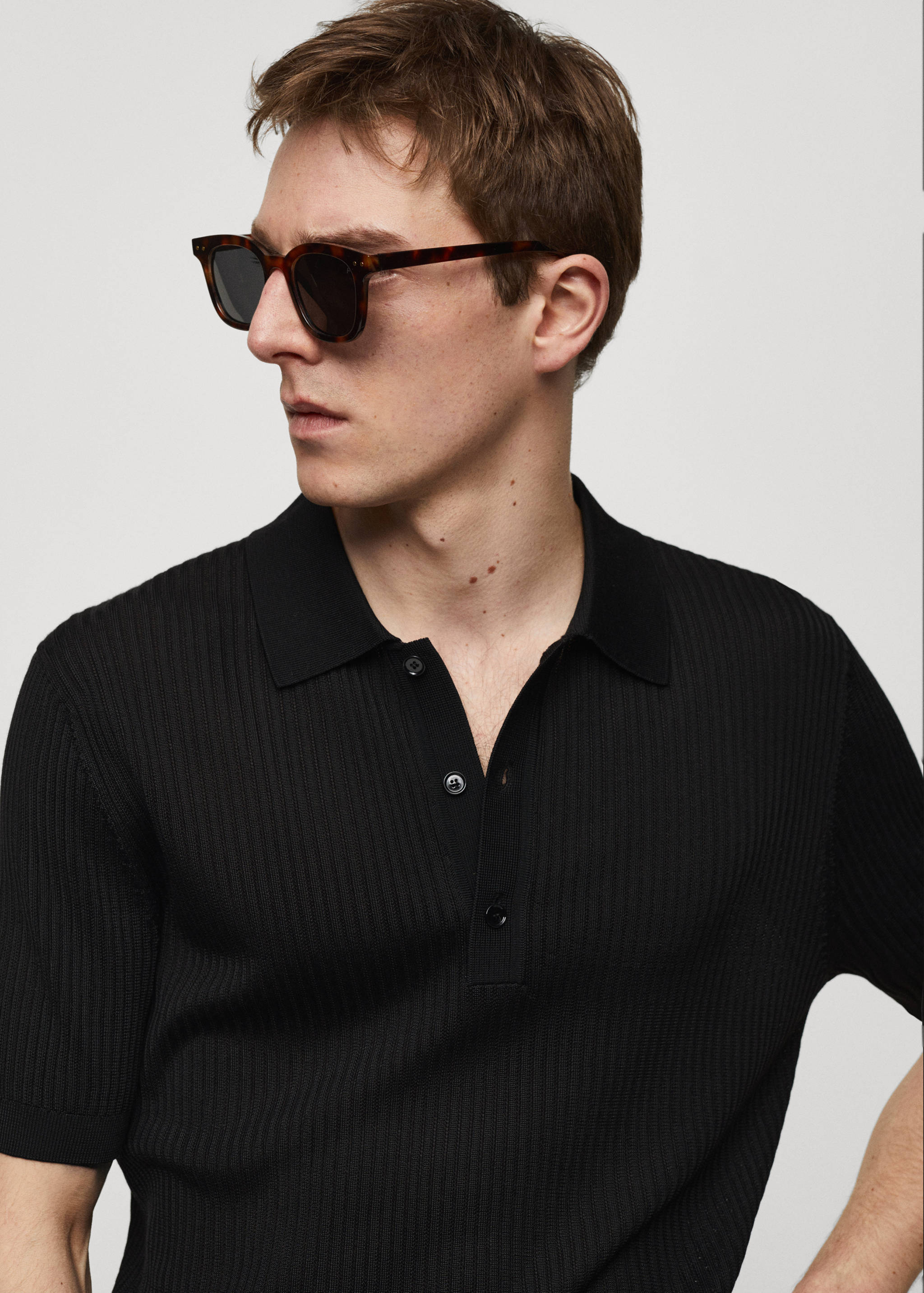 Knit cotton polo shirt - Details of the article 1