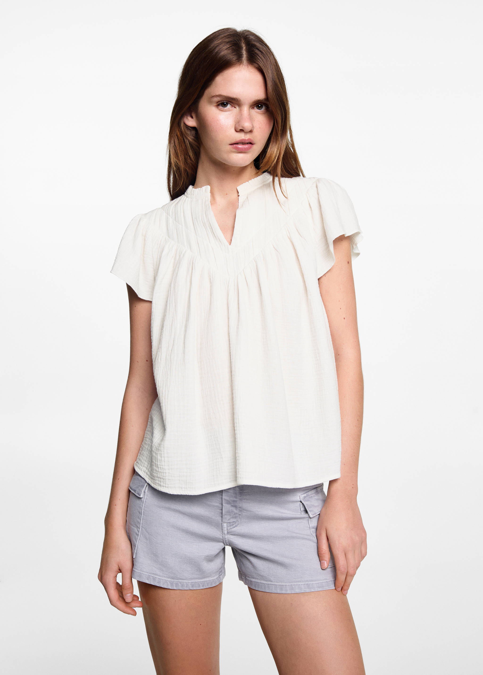 Blouse coton tissu plissé - Plan moyen