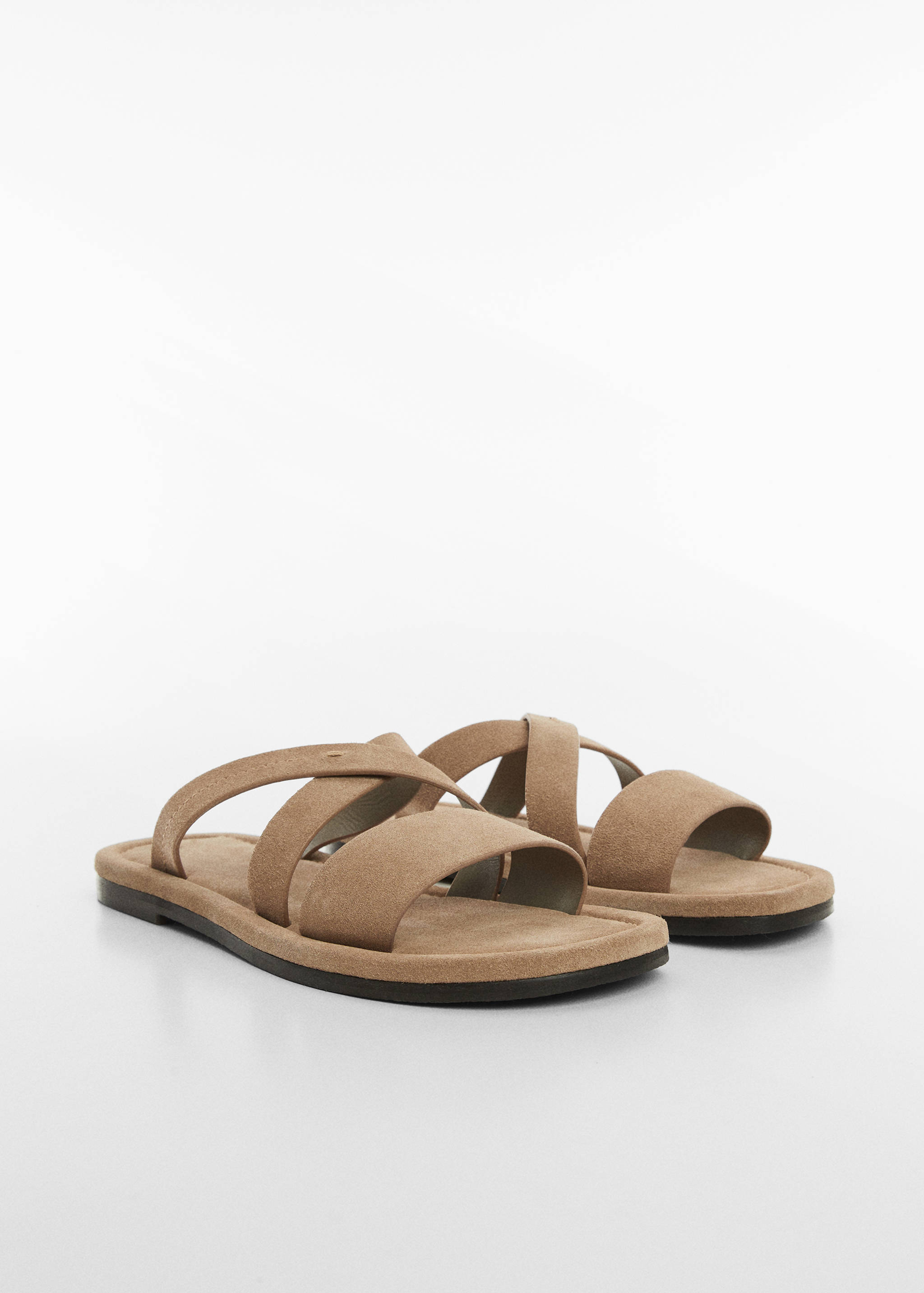 Suede leather sandals with crossed straps - Medium plane