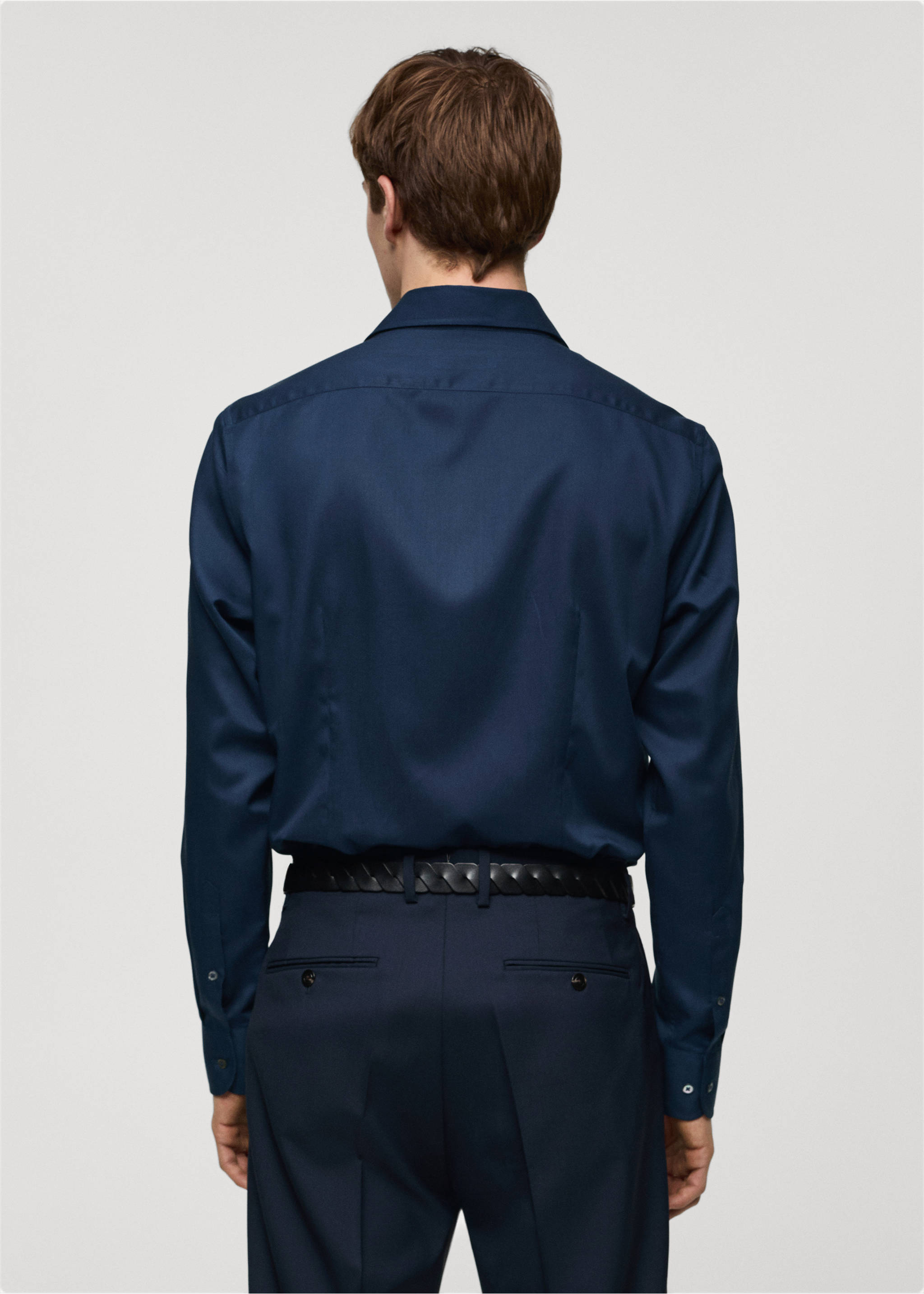 Slim-fit Tencel cotton shirt - Reverse of the article, Dark Navy. Ref: 67098266-00.