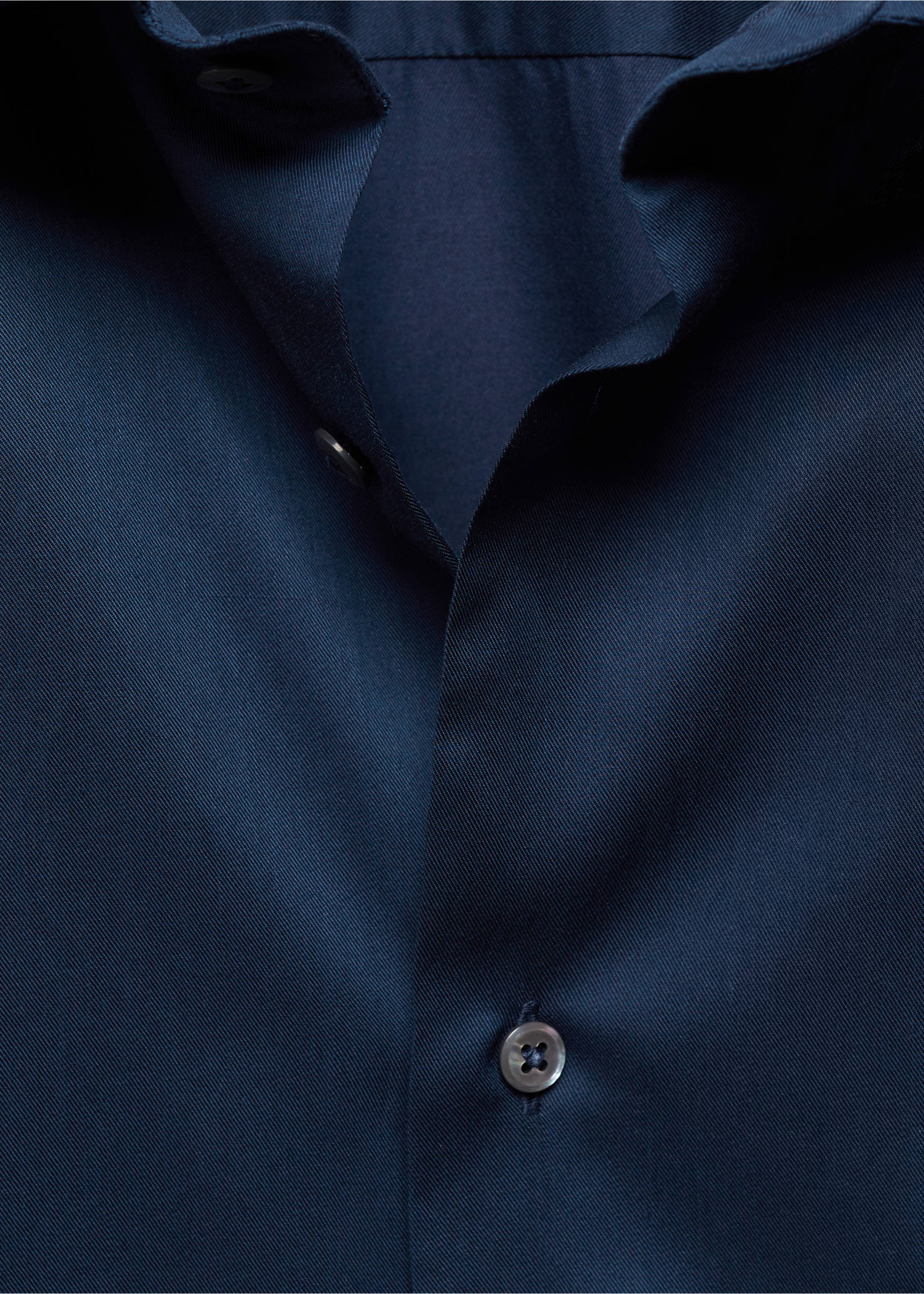 Slim-fit Tencel cotton shirt - Details of the article 8, Dark Navy. Ref: 67098266-00.