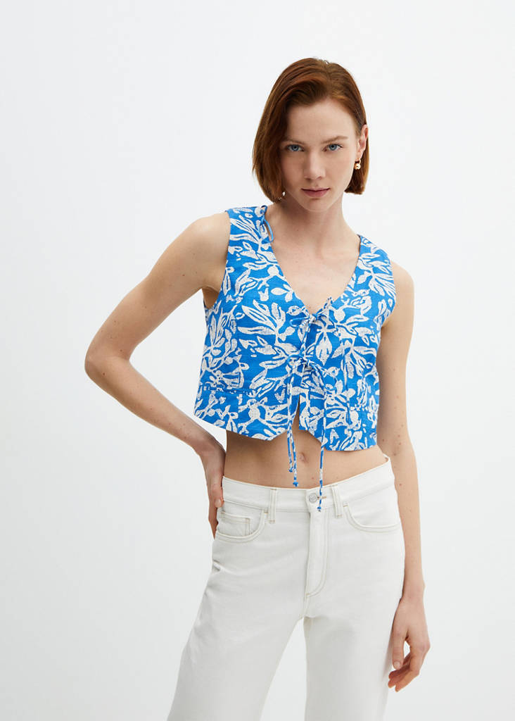 Gilet with tie closure — Blue