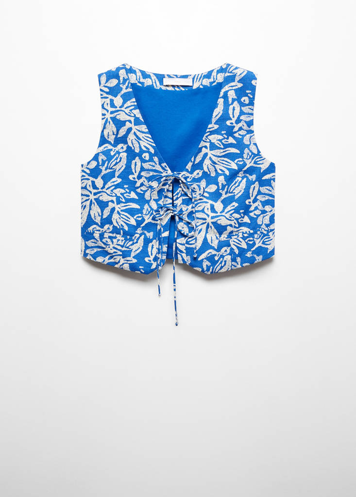 Gilet with tie closure — Blue