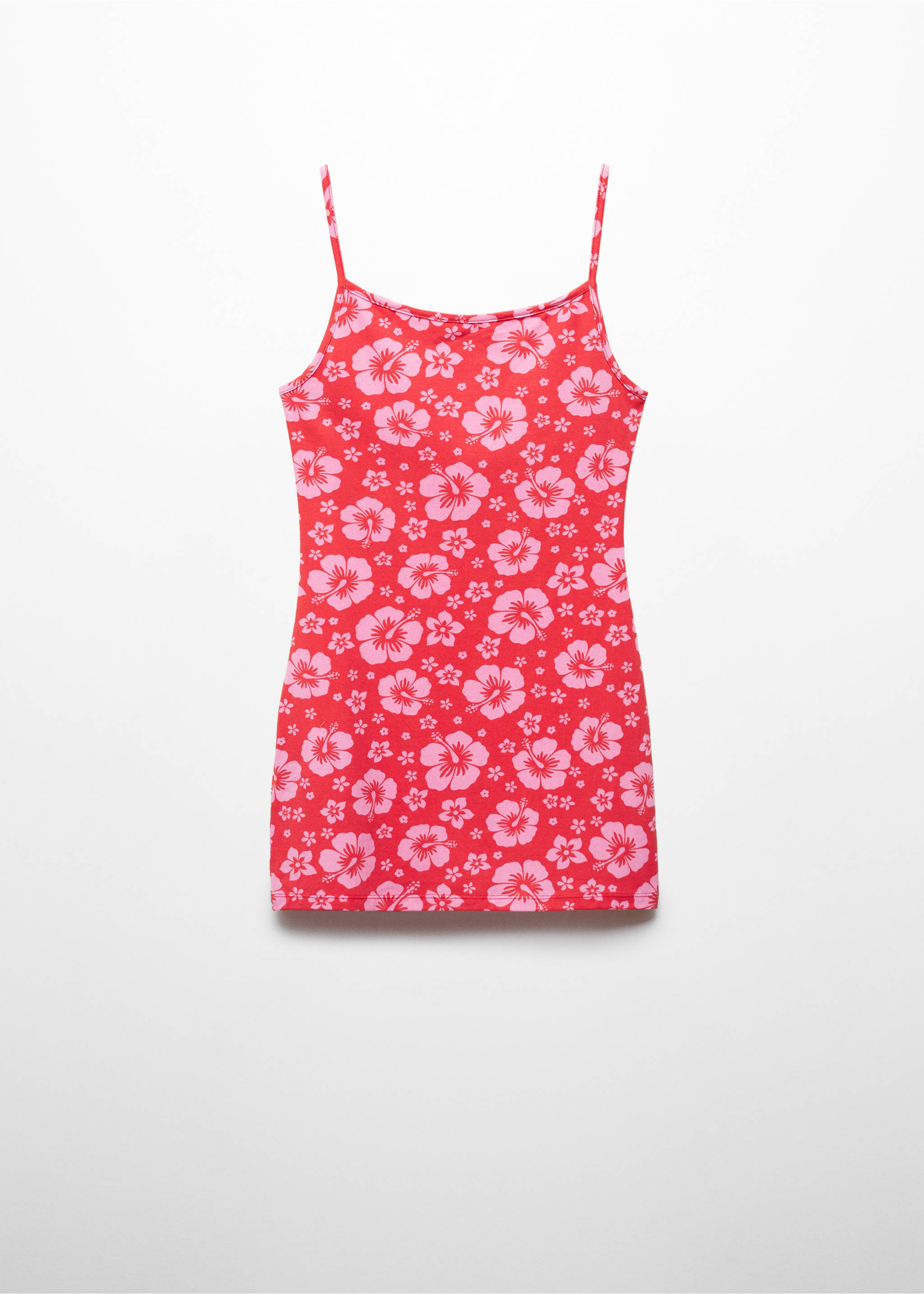 Short floral dress - Article without model, Red. Ref: 67099225-00.
