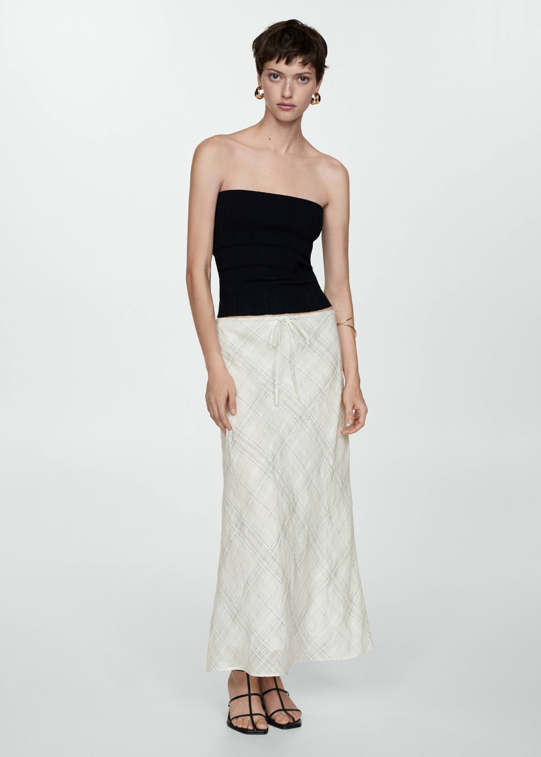 Printed linen-blend skirt - General plane
