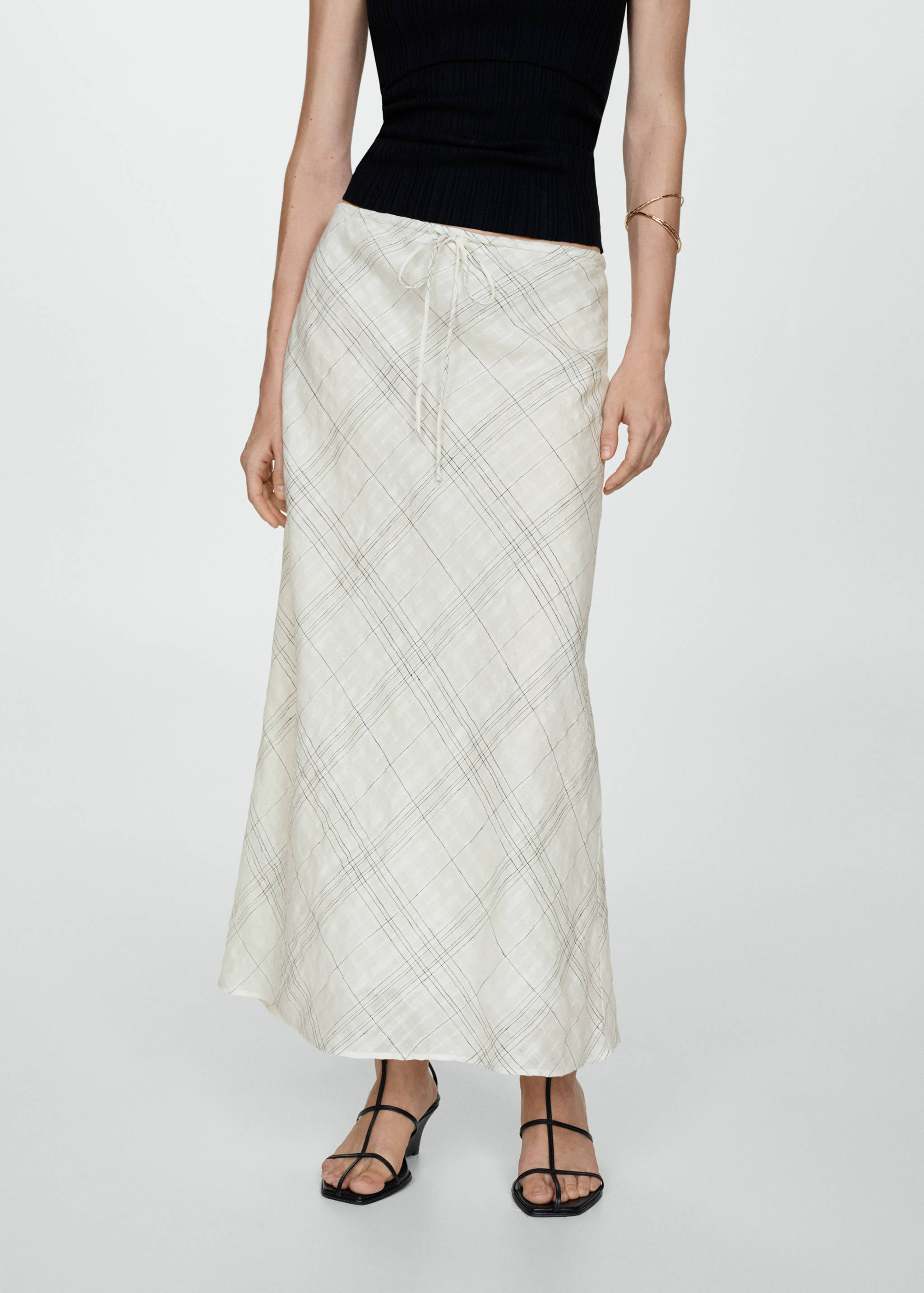 Printed linen-blend skirt - Medium plane