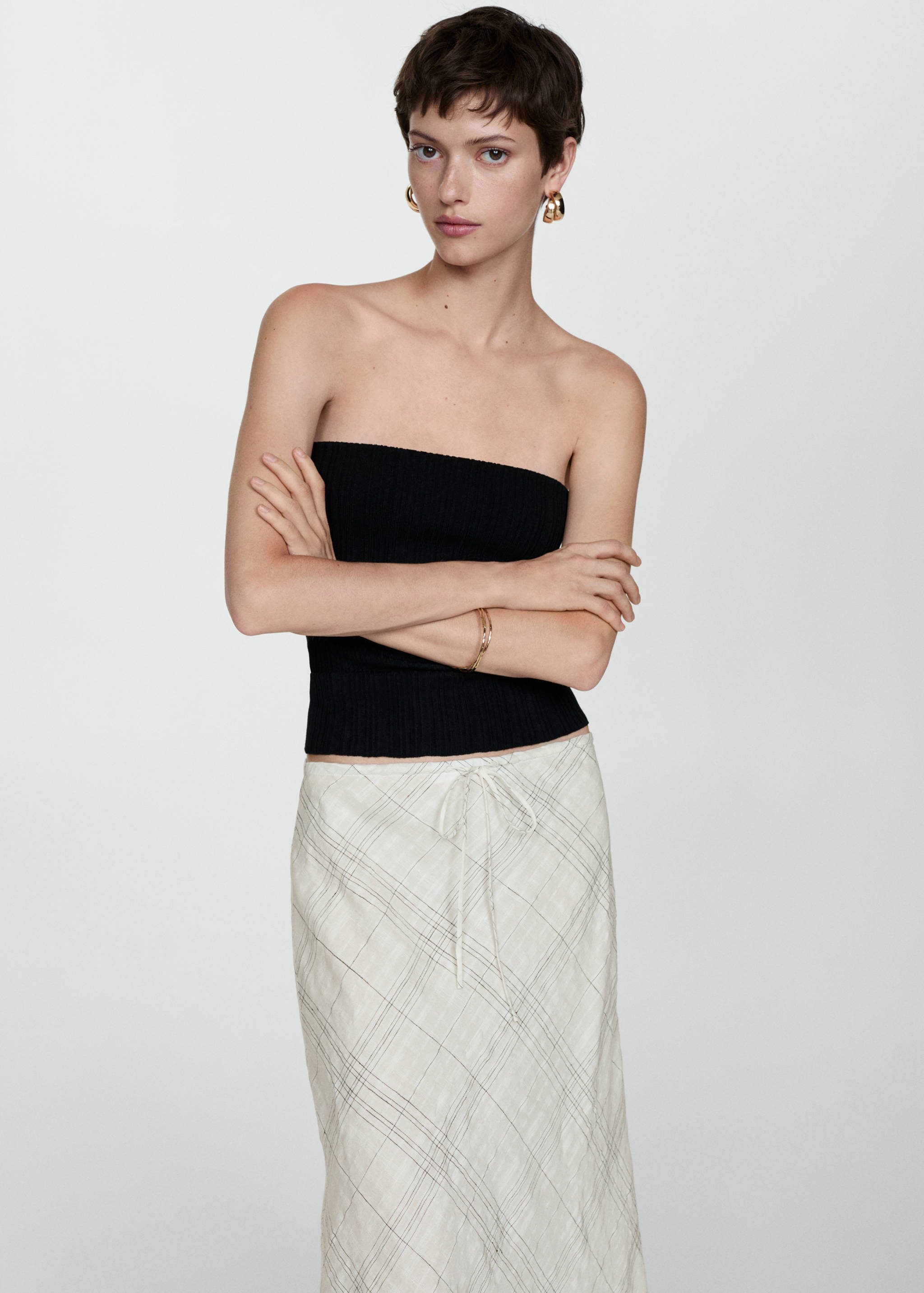 Printed linen-blend skirt - Details of the article 1