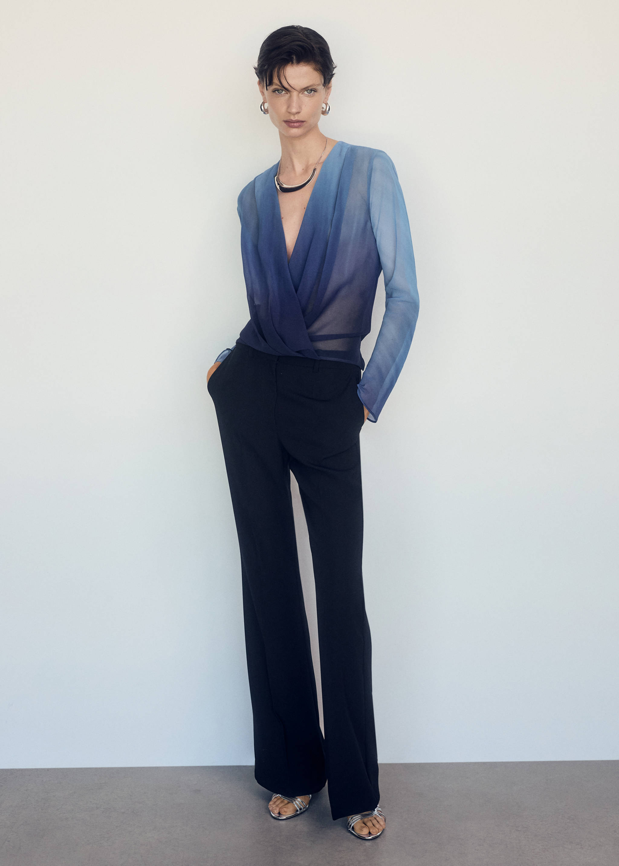 Semi-transparent wrap blouse - General plane