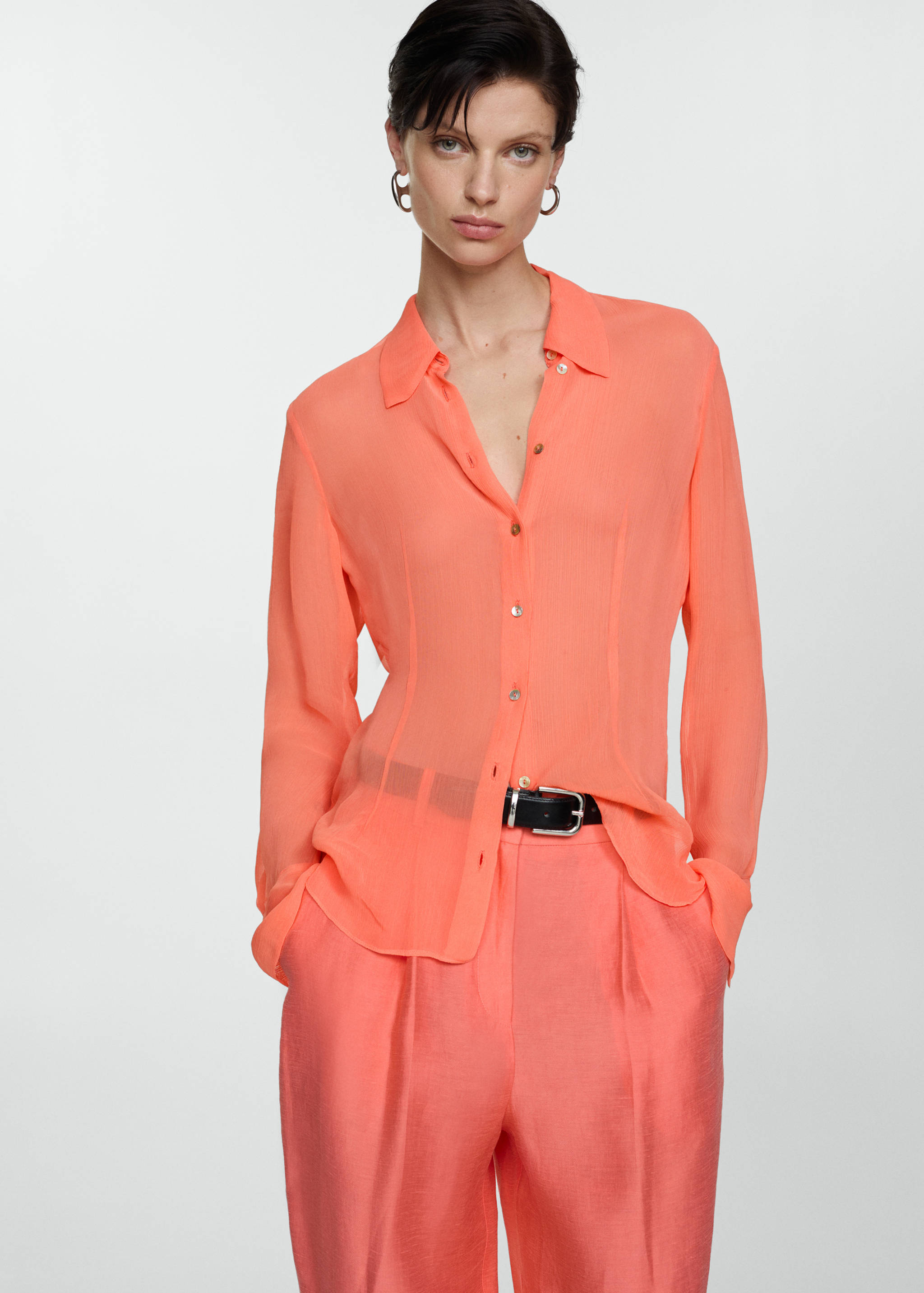 Semi-transparent button-down shirt - Medium plane