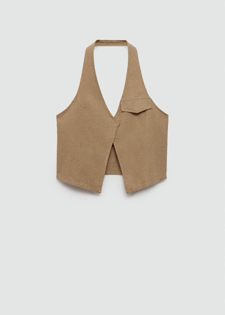 Pocket halter-neck top — Brown
