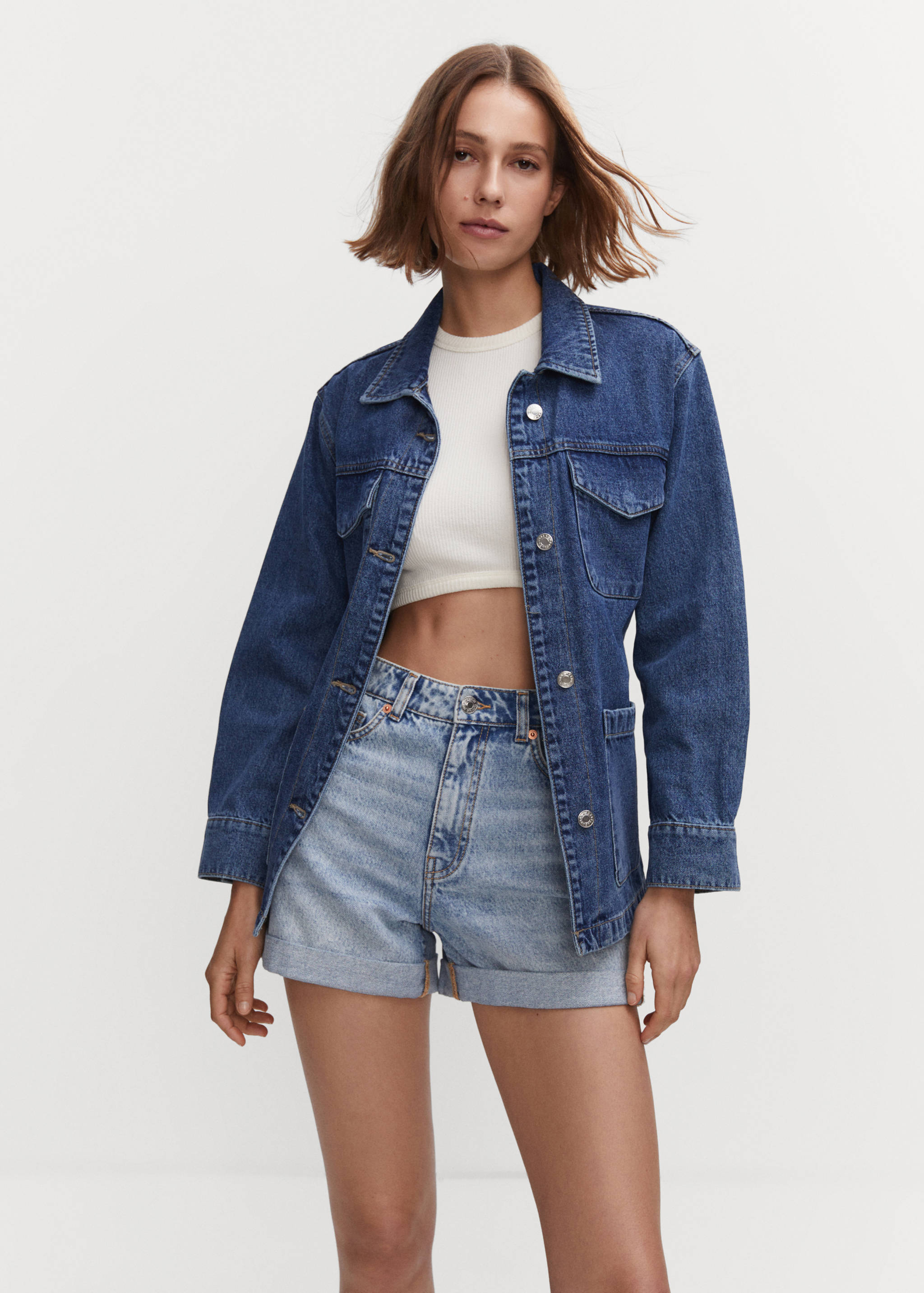 Mom-fit denim shorts - Medium plane