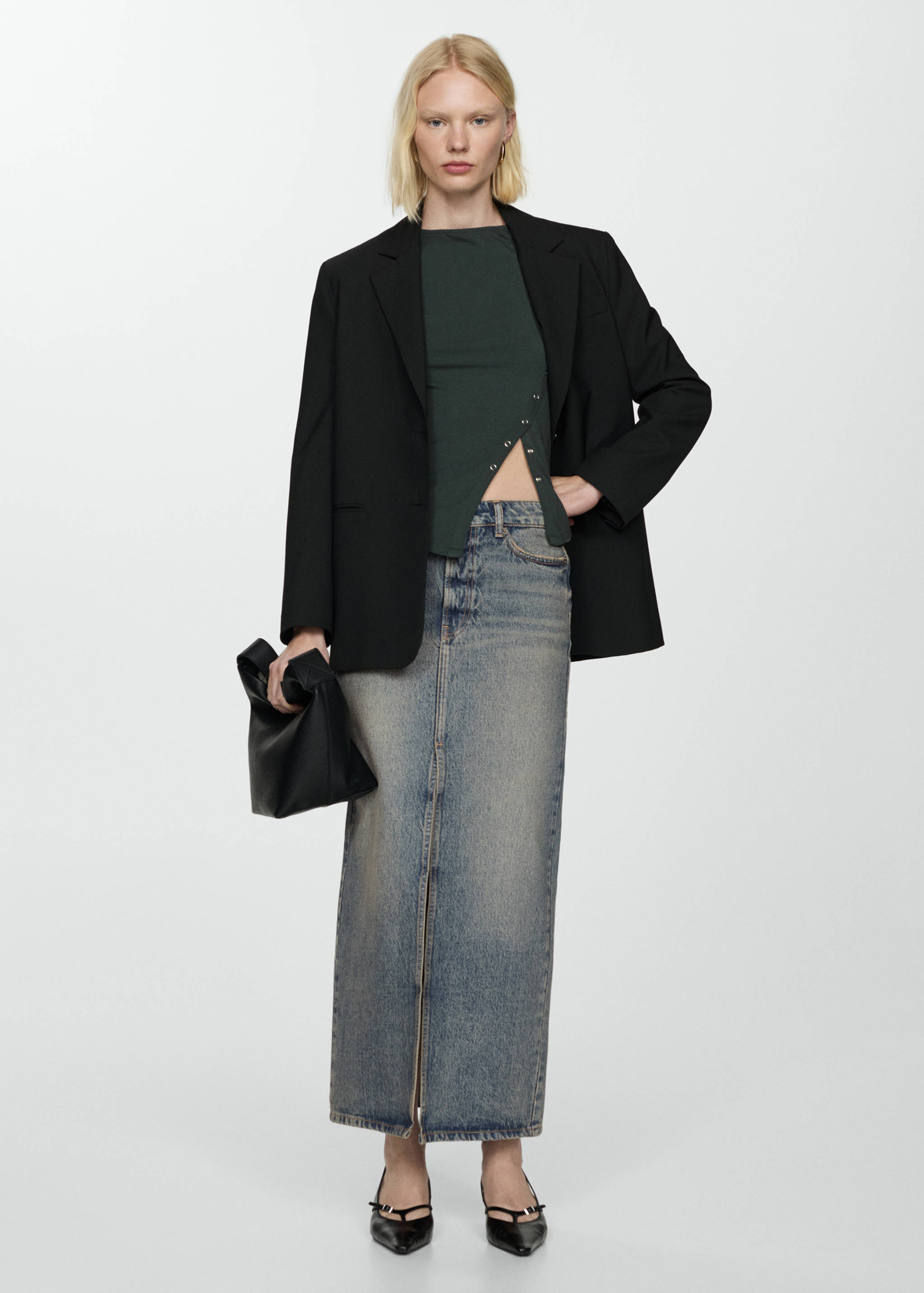 Long denim skirt - General plane