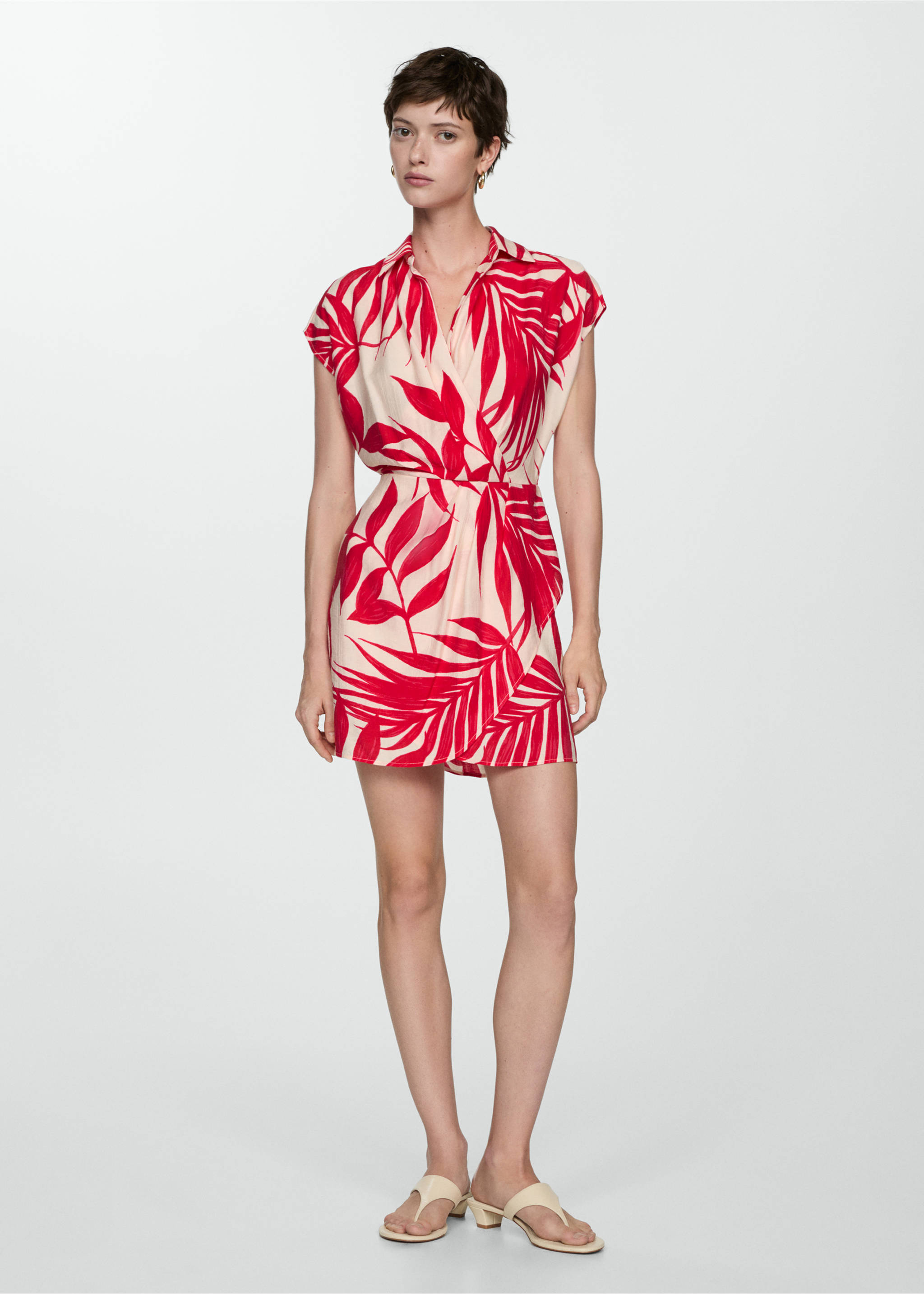 Print wrap dress - General plane, Ecru. Ref: 77000355-00.