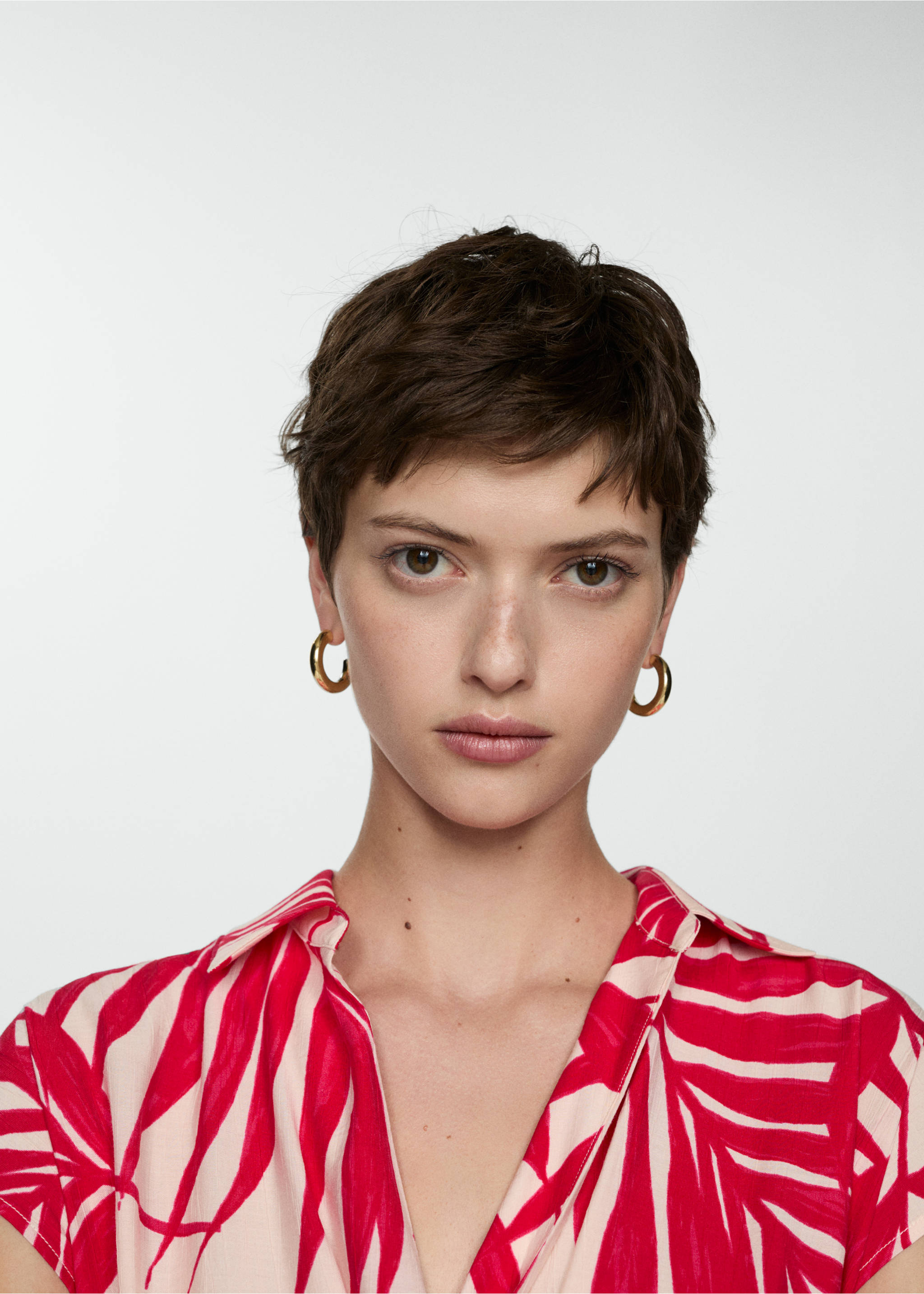 Print wrap dress - Details of the article 1, Ecru. Ref: 77000355-00.