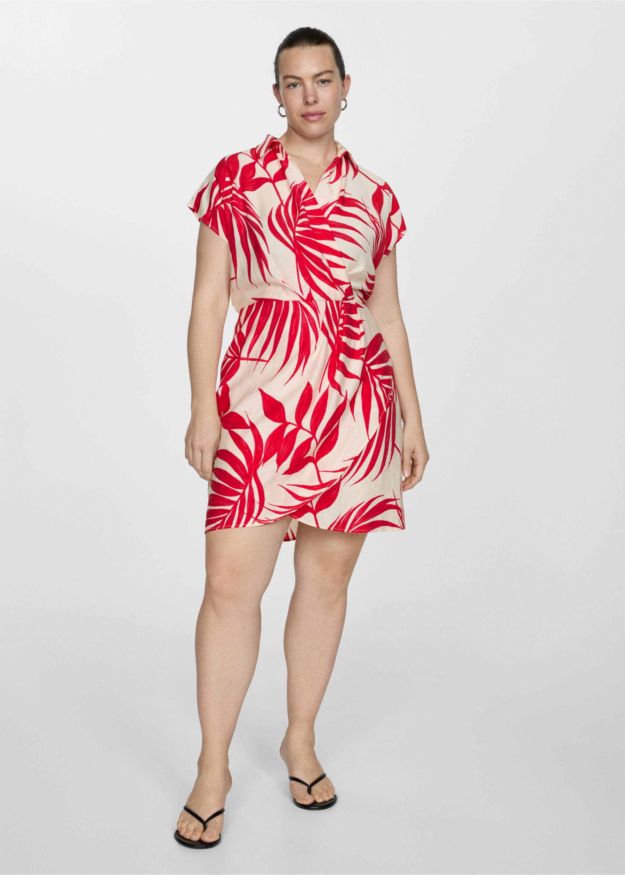 Print wrap dress - Details of the article 3, Ecru. Ref: 77000355-00.