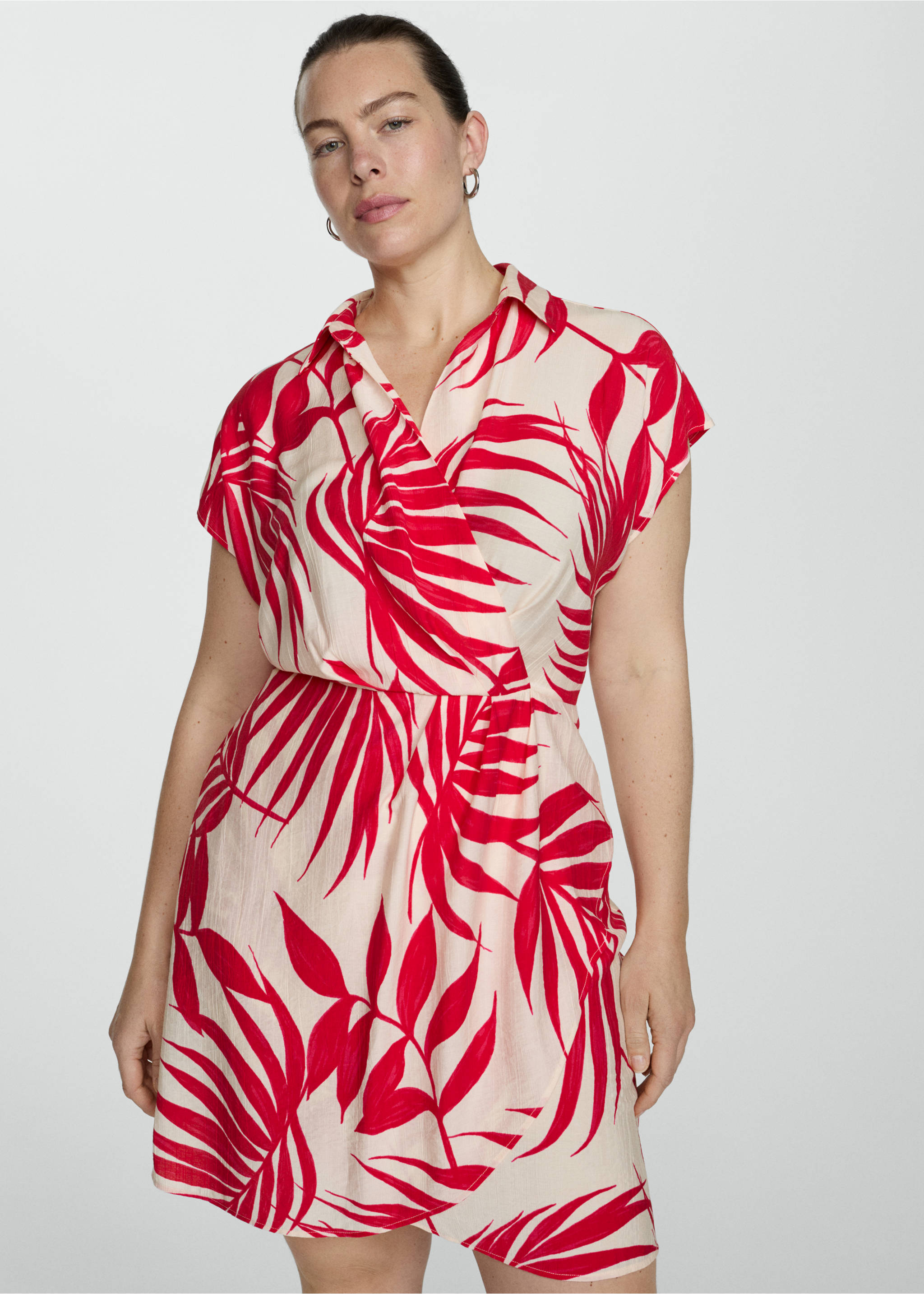 Print wrap dress - Details of the article 5, Ecru. Ref: 77000355-00.