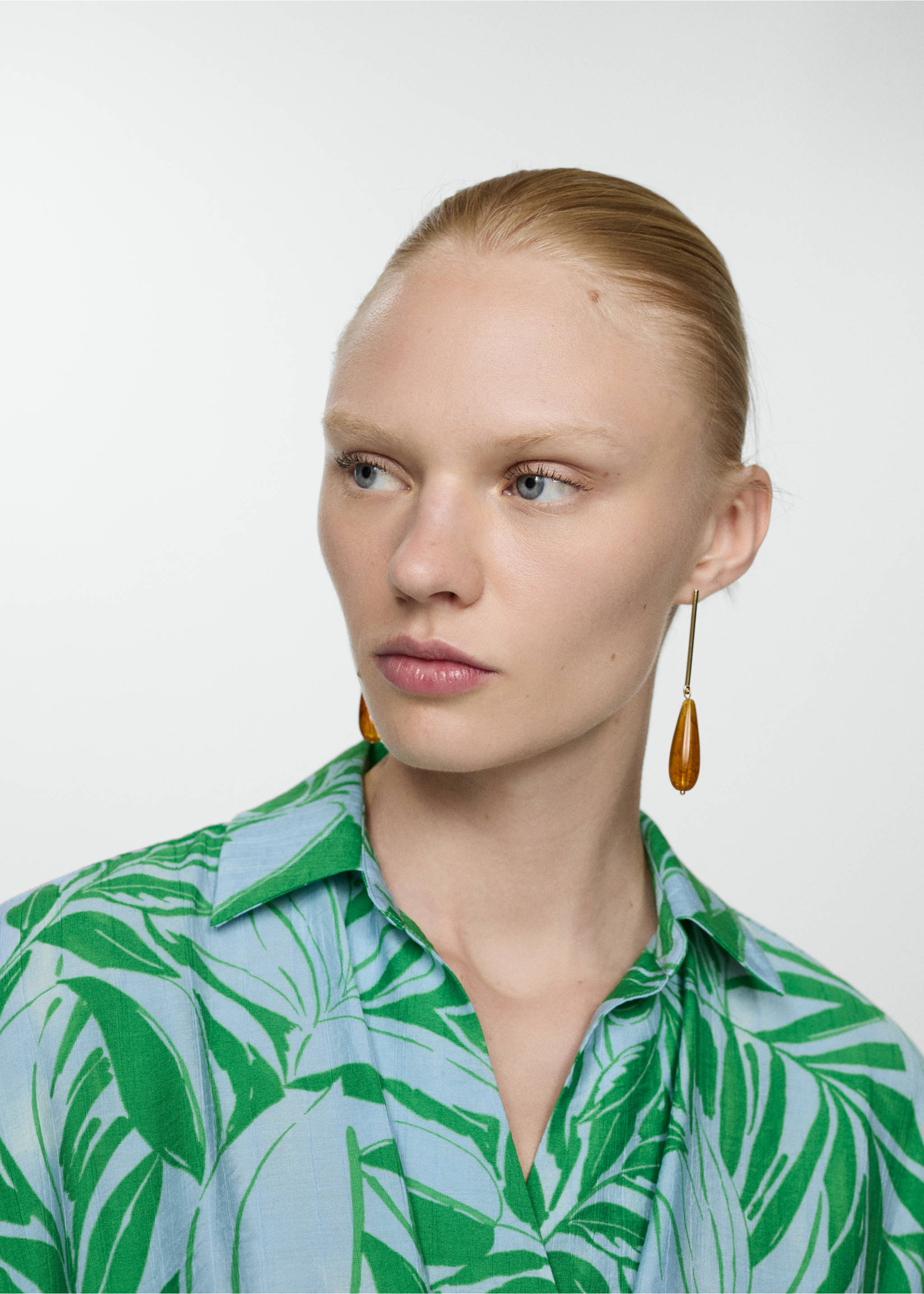 Print wrap dress - Details of the article 1, Blue. Ref: 77000355-00.