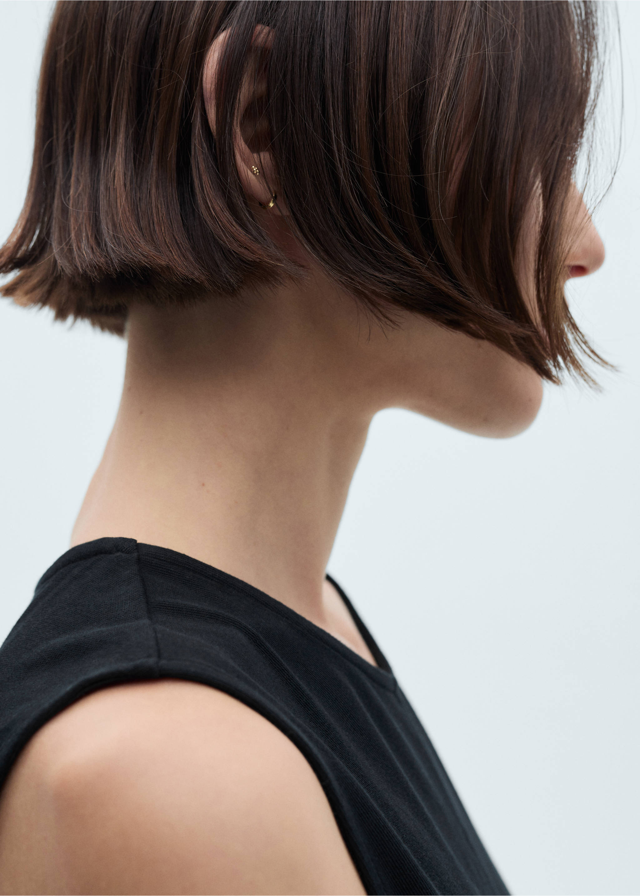 Midi-dress with draped detail - Details of the article 1, Black. Ref: 77000368-00.