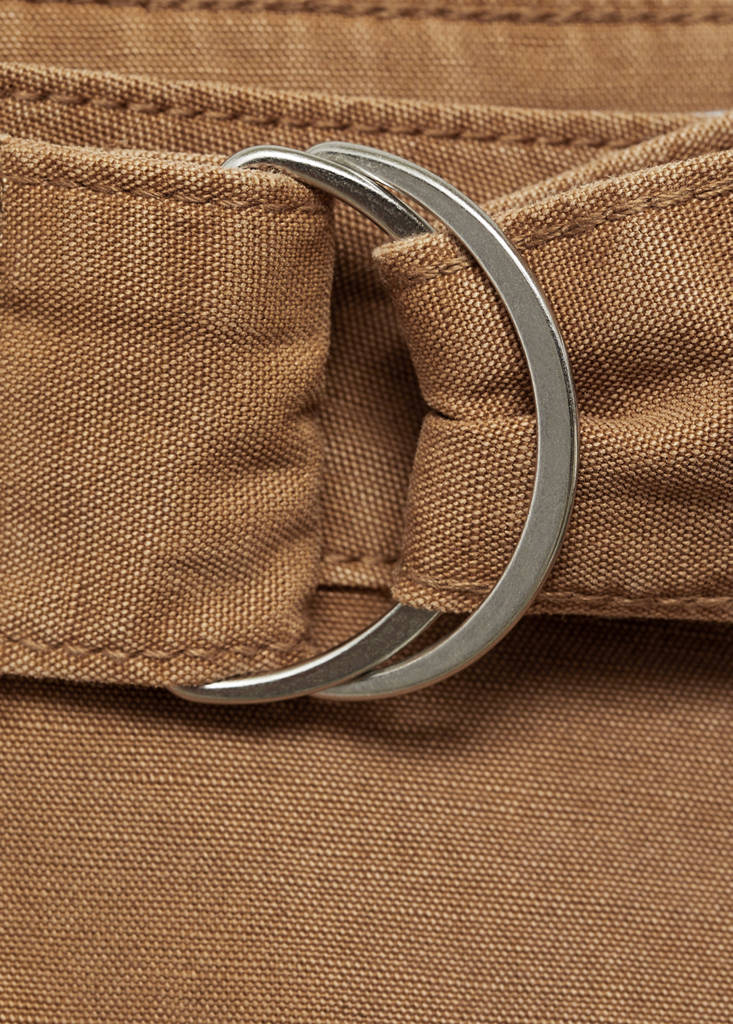 Flowy wide leg trousers with belt — Brown