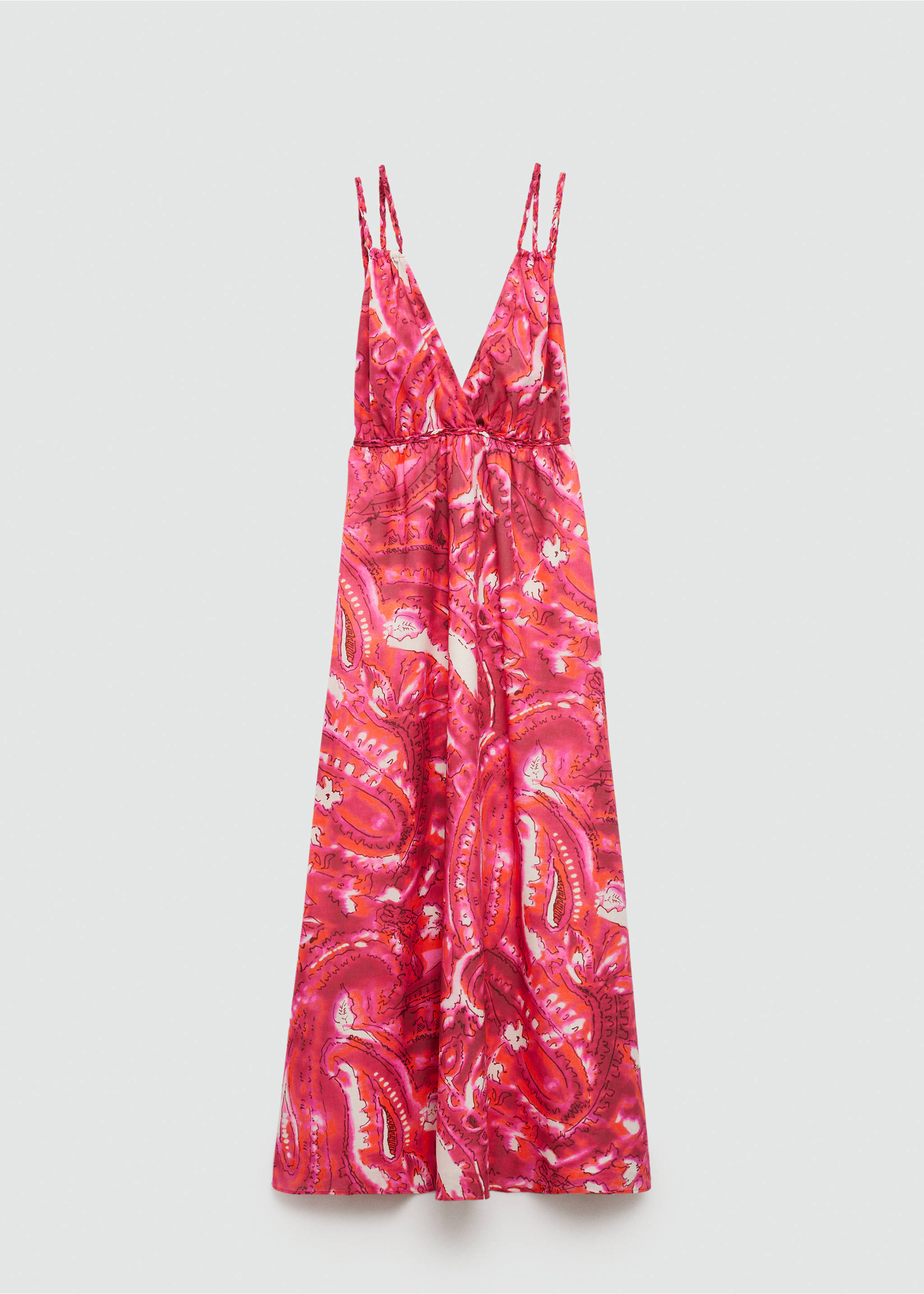Vestido estampado doble tirante - Artículo sin modelo, Fucsia. Ref: 77000390-00.