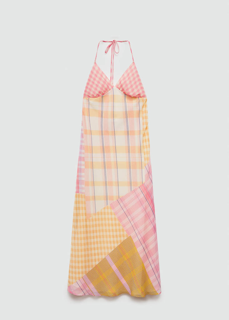 Printed halter-neck dress — Ecru