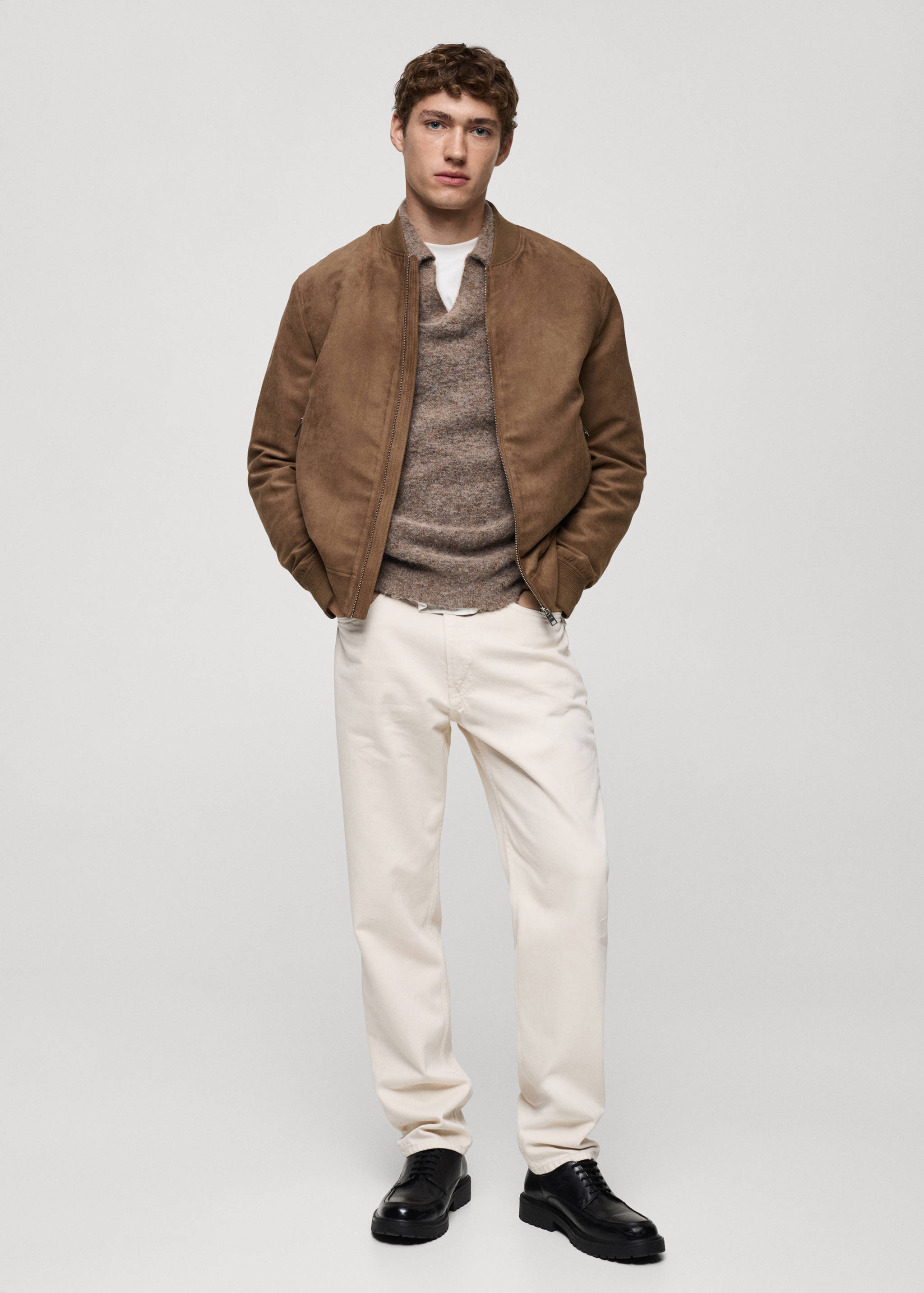 Suede-effect bomber jacket - General plane