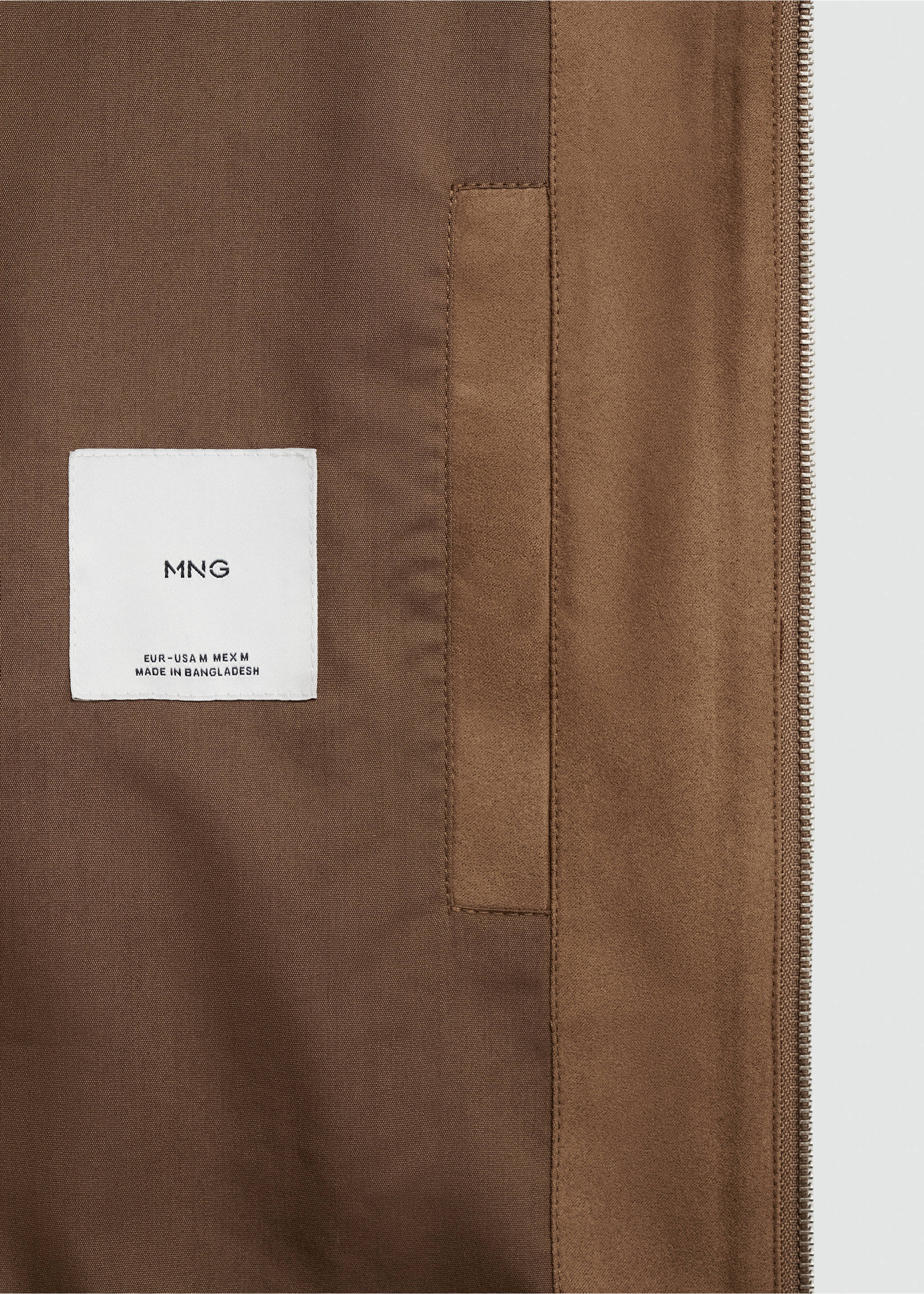 Suede-effect bomber jacket - Details of the article 8, Beige. Ref: 77000571-00.
