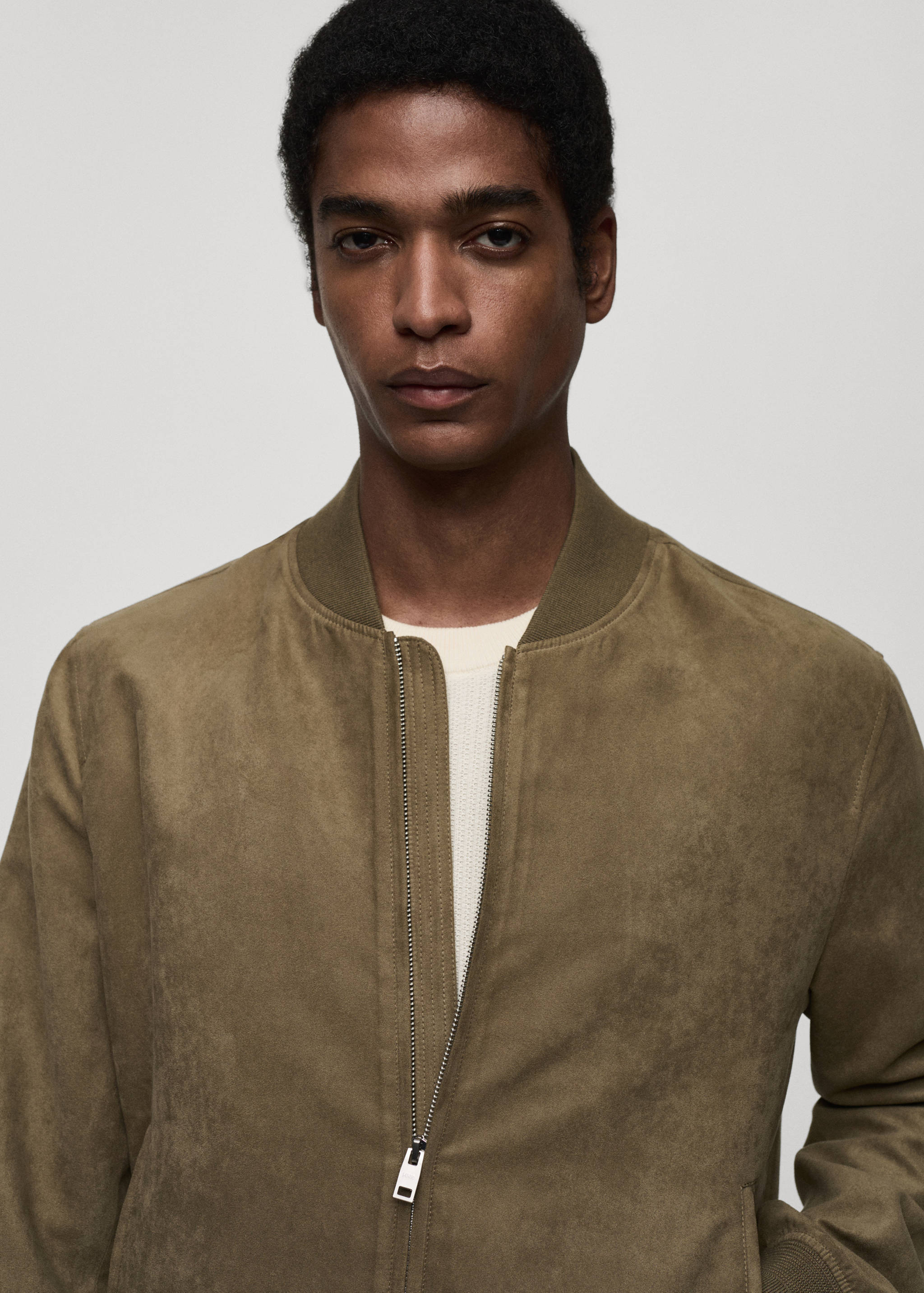 Suede-effect bomber jacket - Details of the article 1