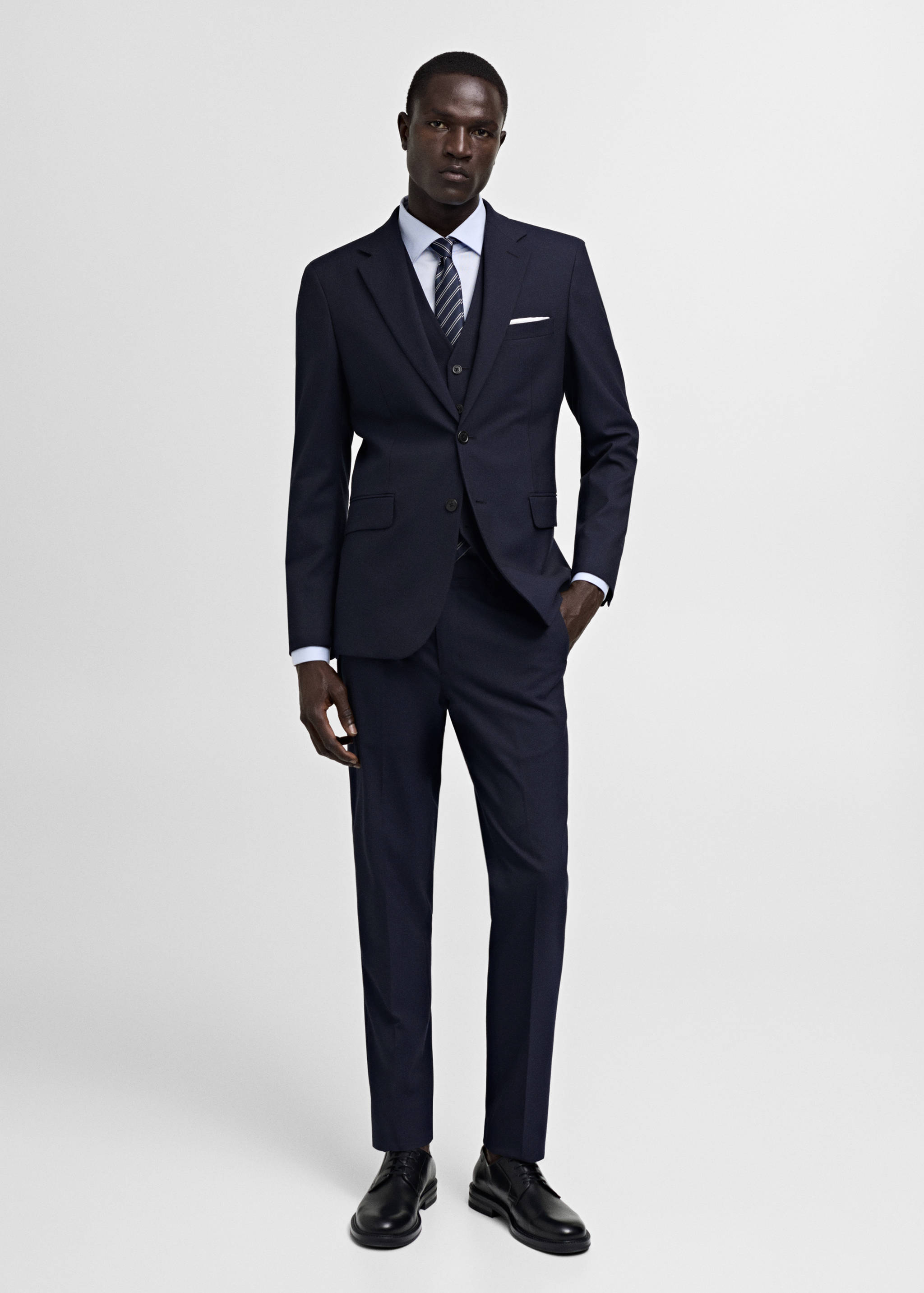 Stretch-fabric slim-fit suit trousers - General plane