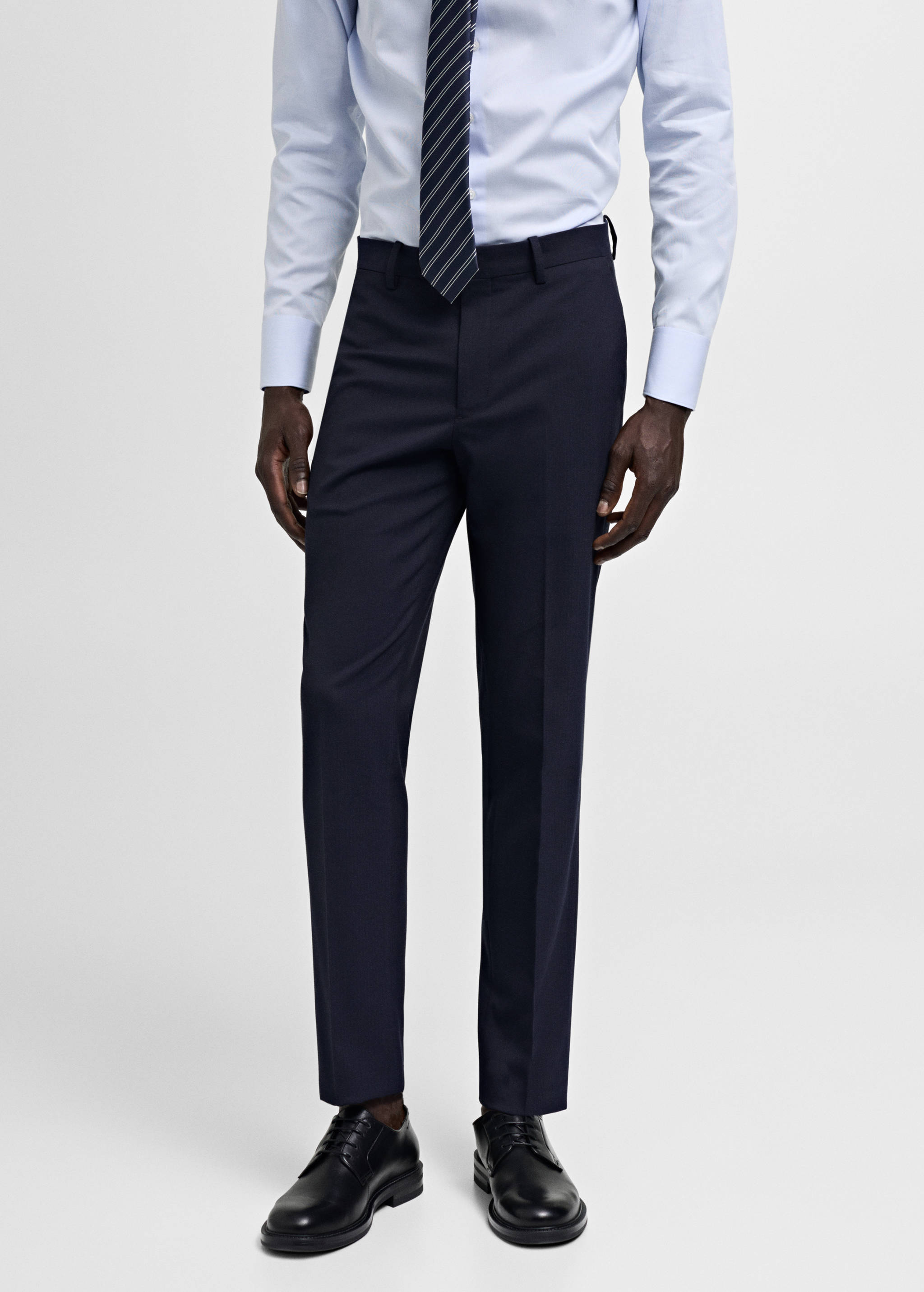 Stretch-fabric slim-fit suit trousers - Medium plane