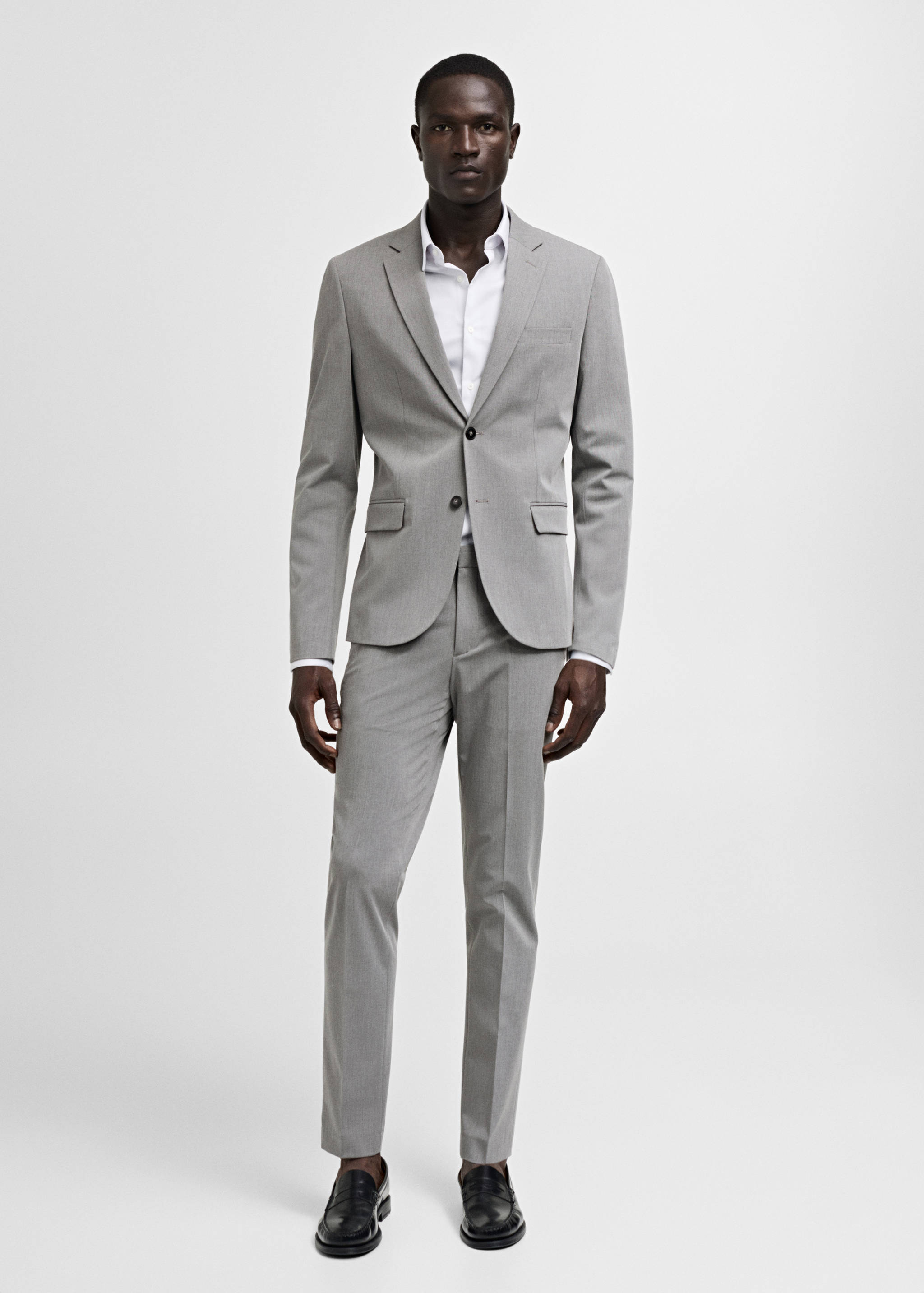 弹力面料超修身西装裤 - null