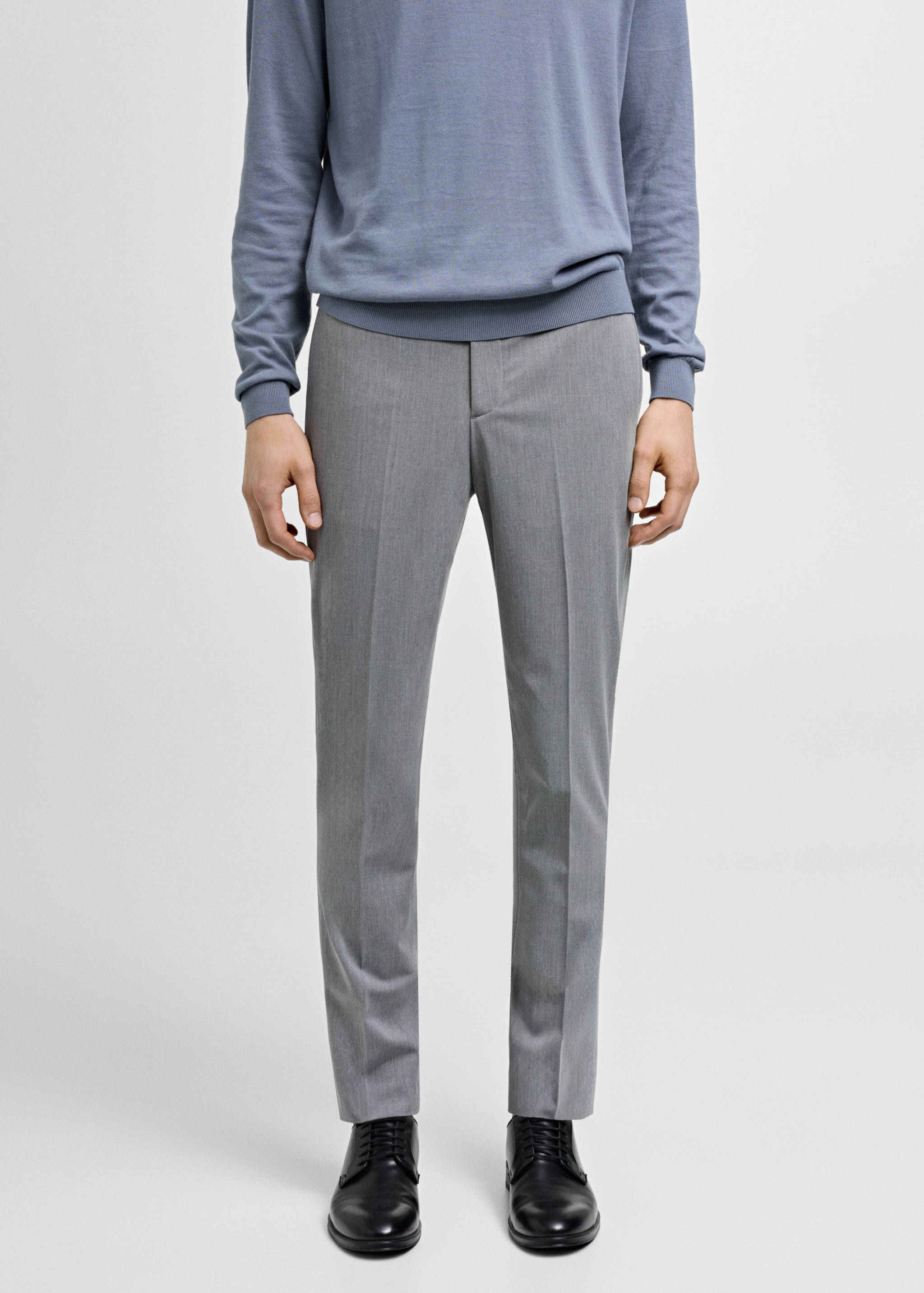 Stretch fabric super slim-fit suit trousers - Medium plane