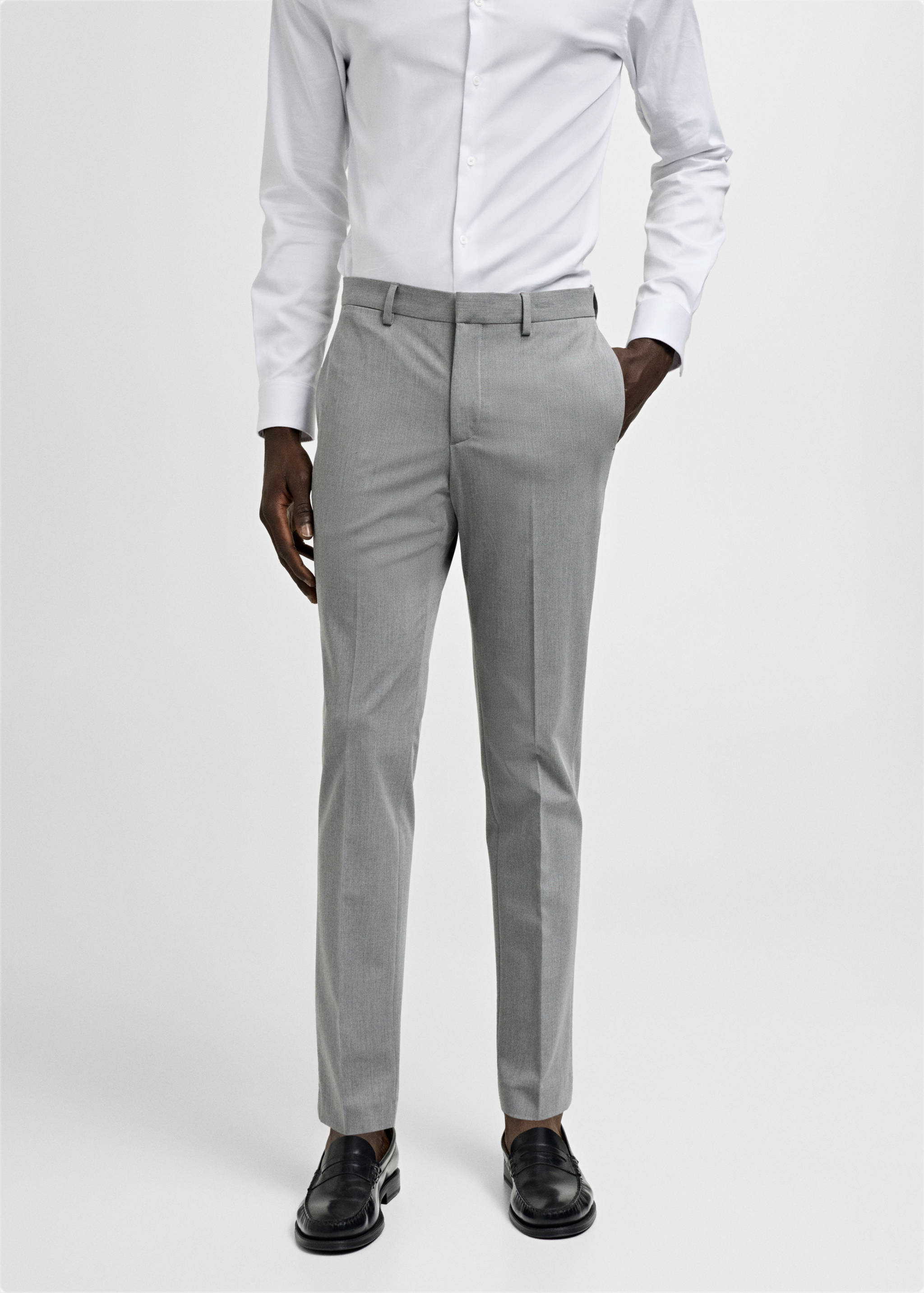 Stretch fabric super slim-fit suit trousers - Medium plane