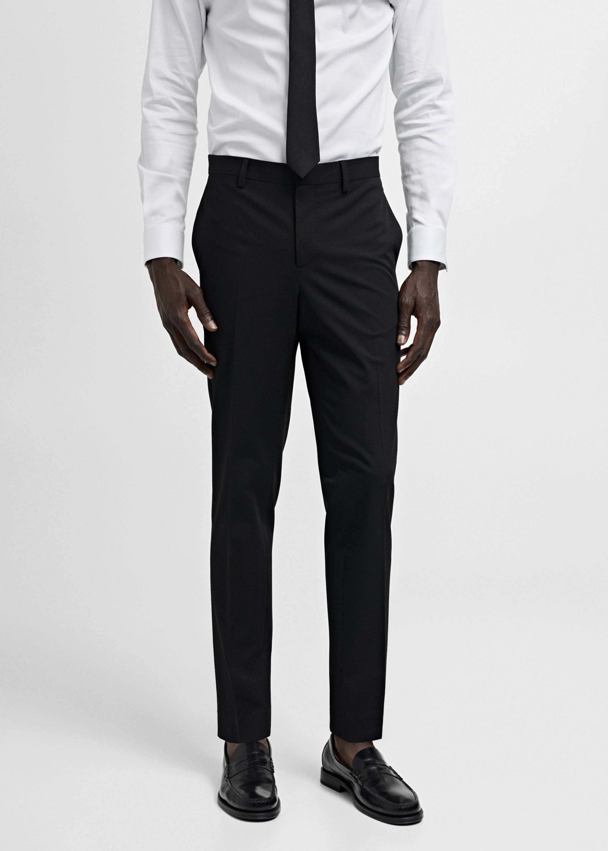 Stretch fabric super slim-fit suit trousers - Medium plane