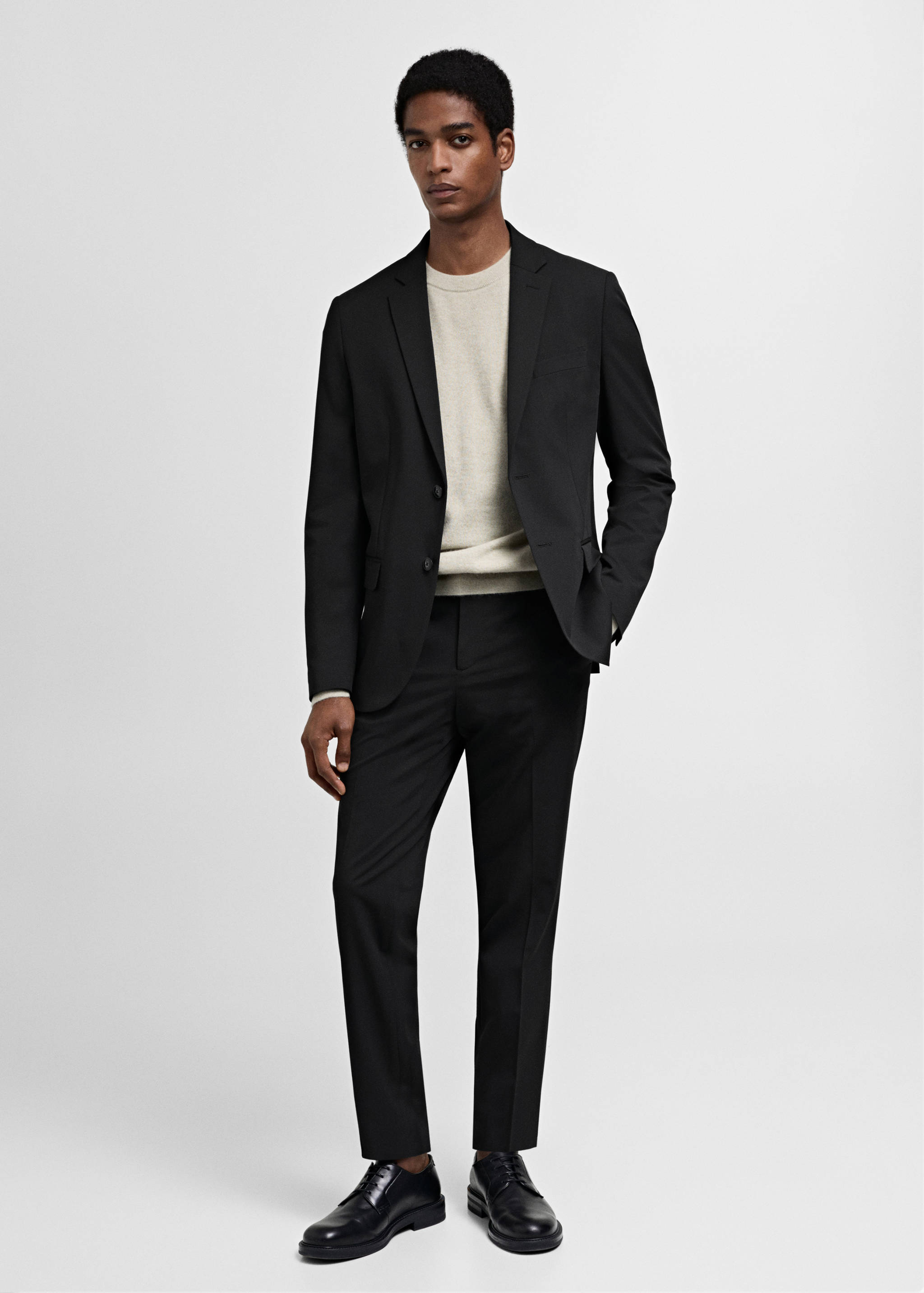 Stretch fabric super slim-fit suit trousers - General plane