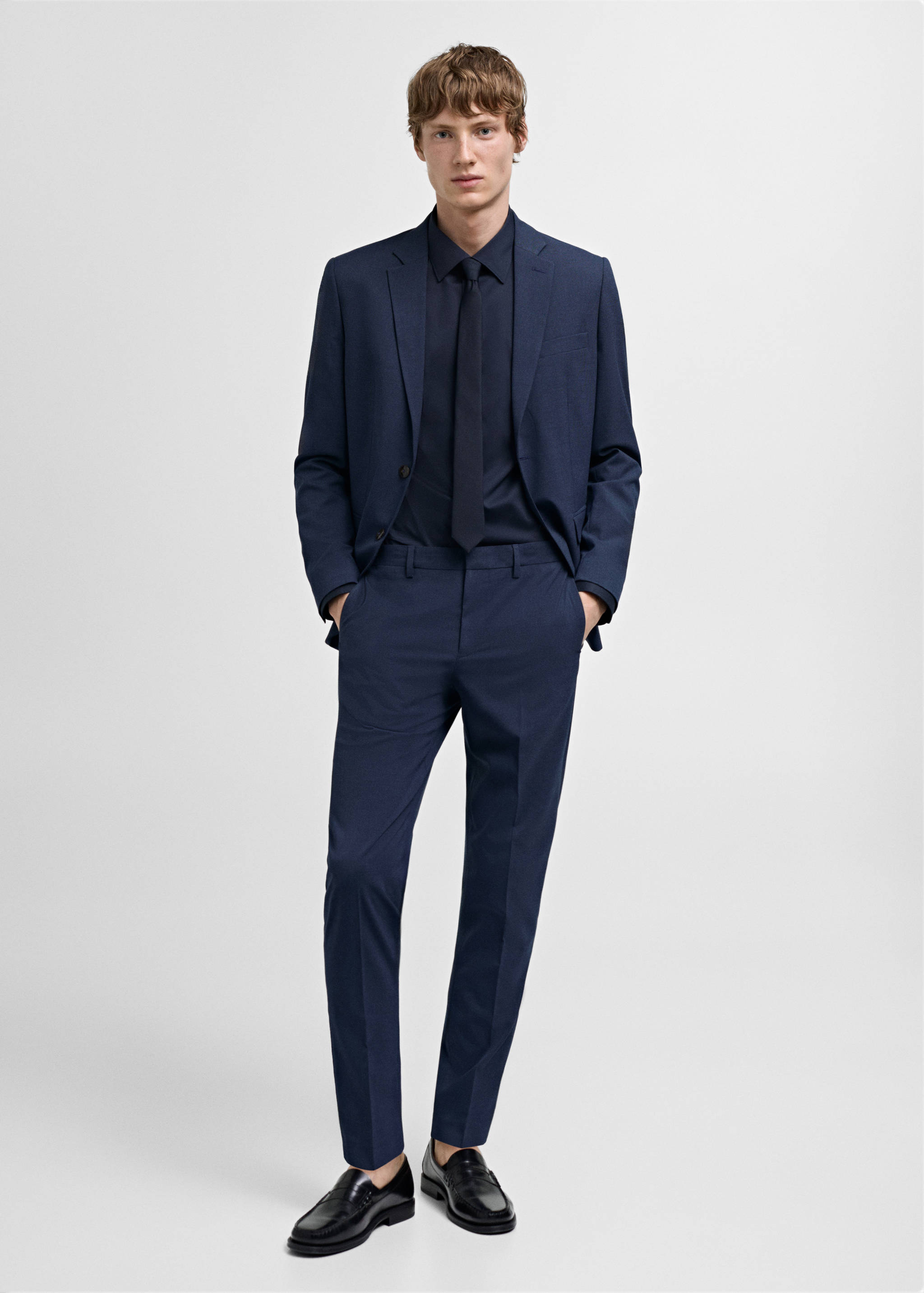 Stretch fabric super slim-fit suit trousers - General plane