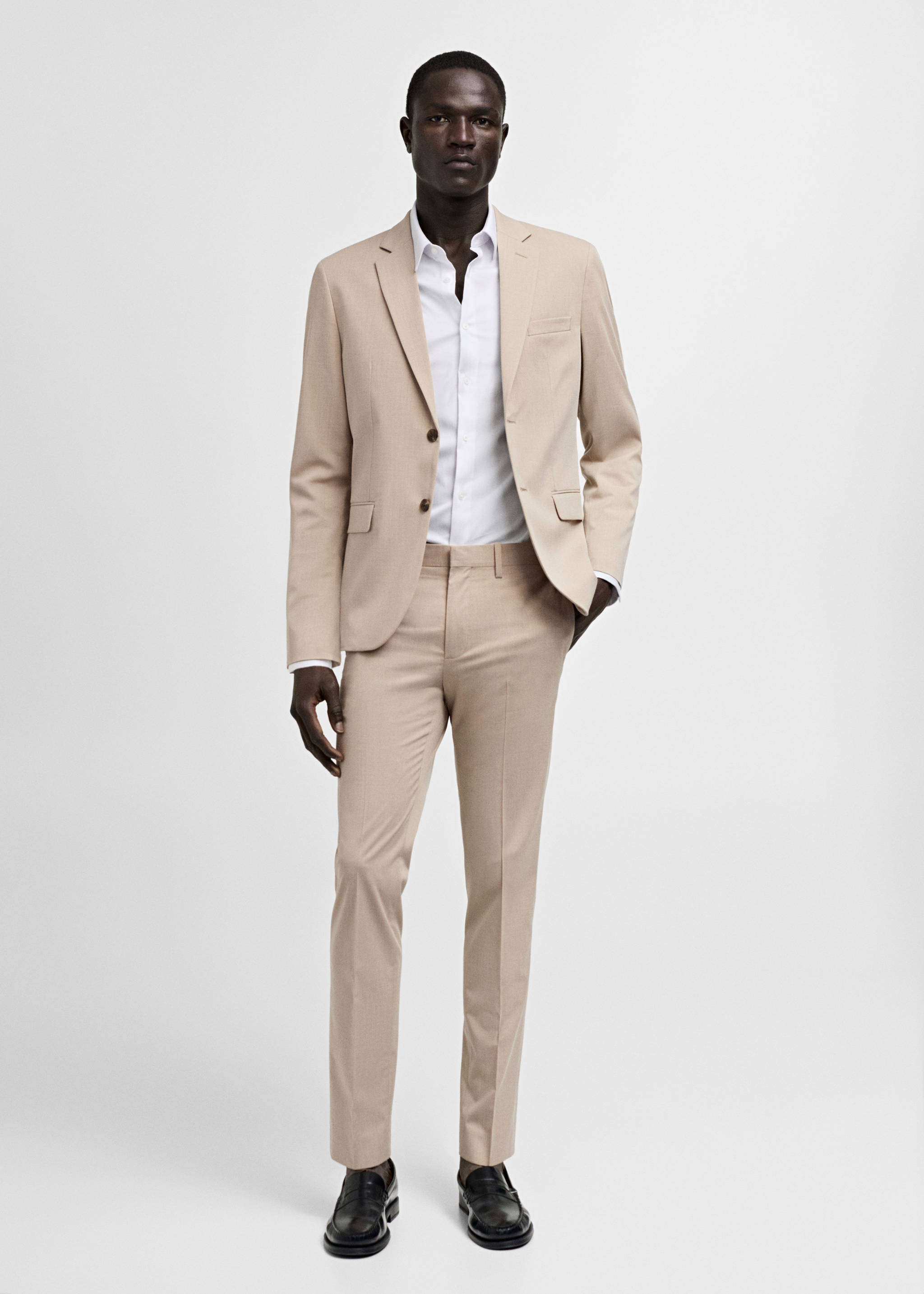 Stretch fabric super slim-fit suit trousers - General plane