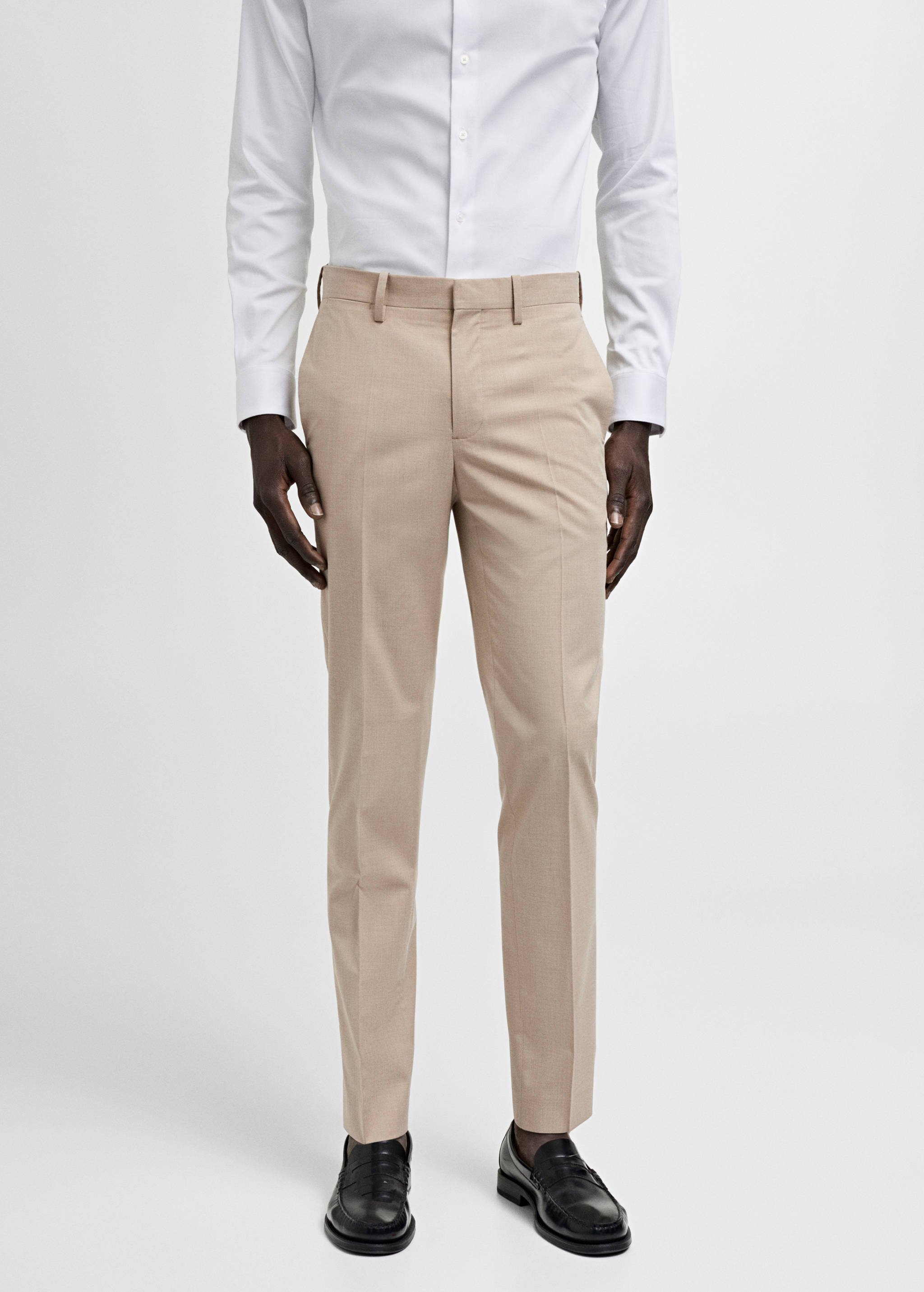 Stretch fabric super slim-fit suit trousers - Medium plane