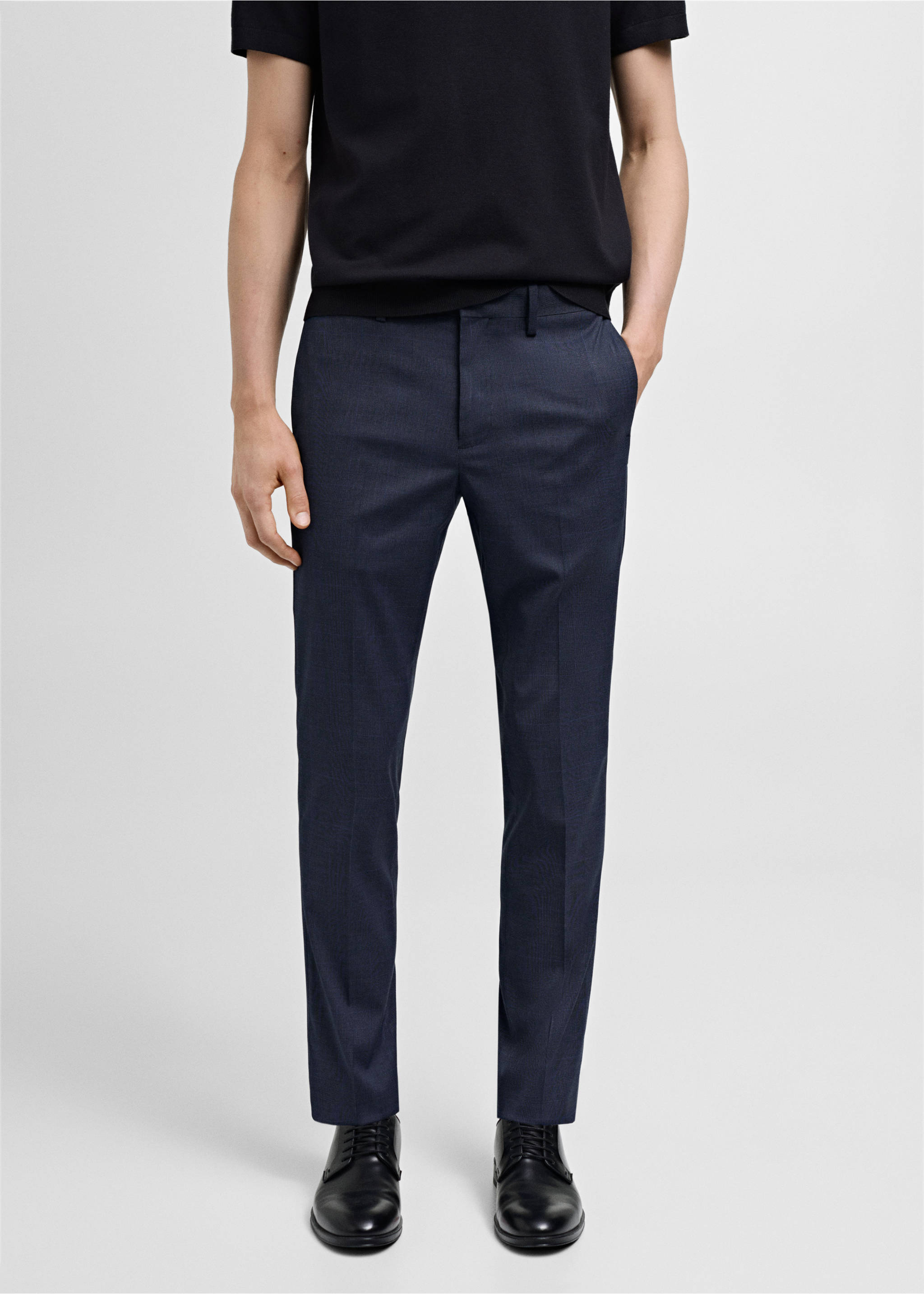 Stretch fabric super slim-fit suit trousers - Medium plane, Indigo Blue. Ref: 77000582-00.