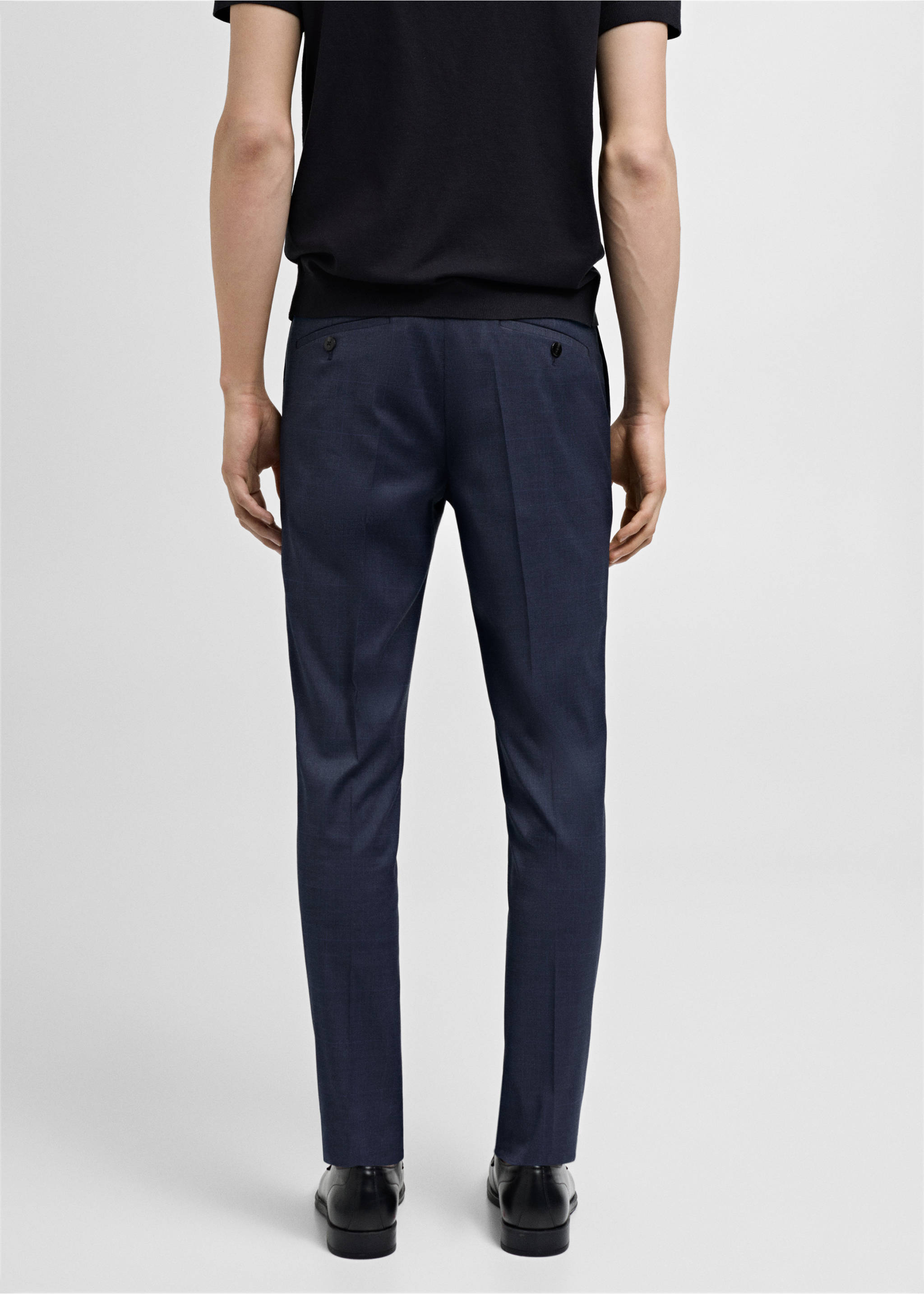 Stretch fabric super slim-fit suit trousers - Reverse of the article, Indigo Blue. Ref: 77000582-00.
