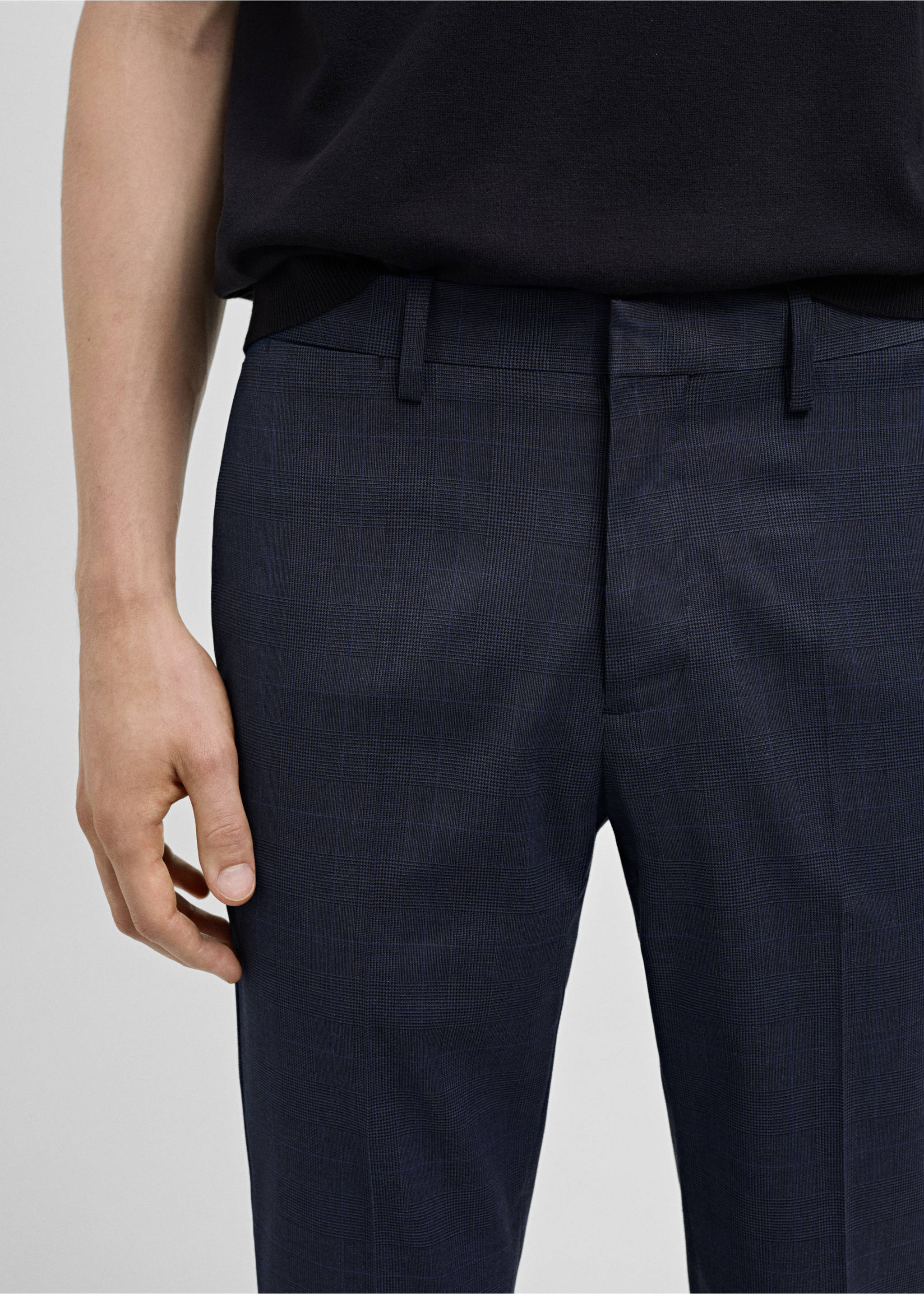 Stretch fabric super slim-fit suit trousers - Details of the article 1, Indigo Blue. Ref: 77000582-00.