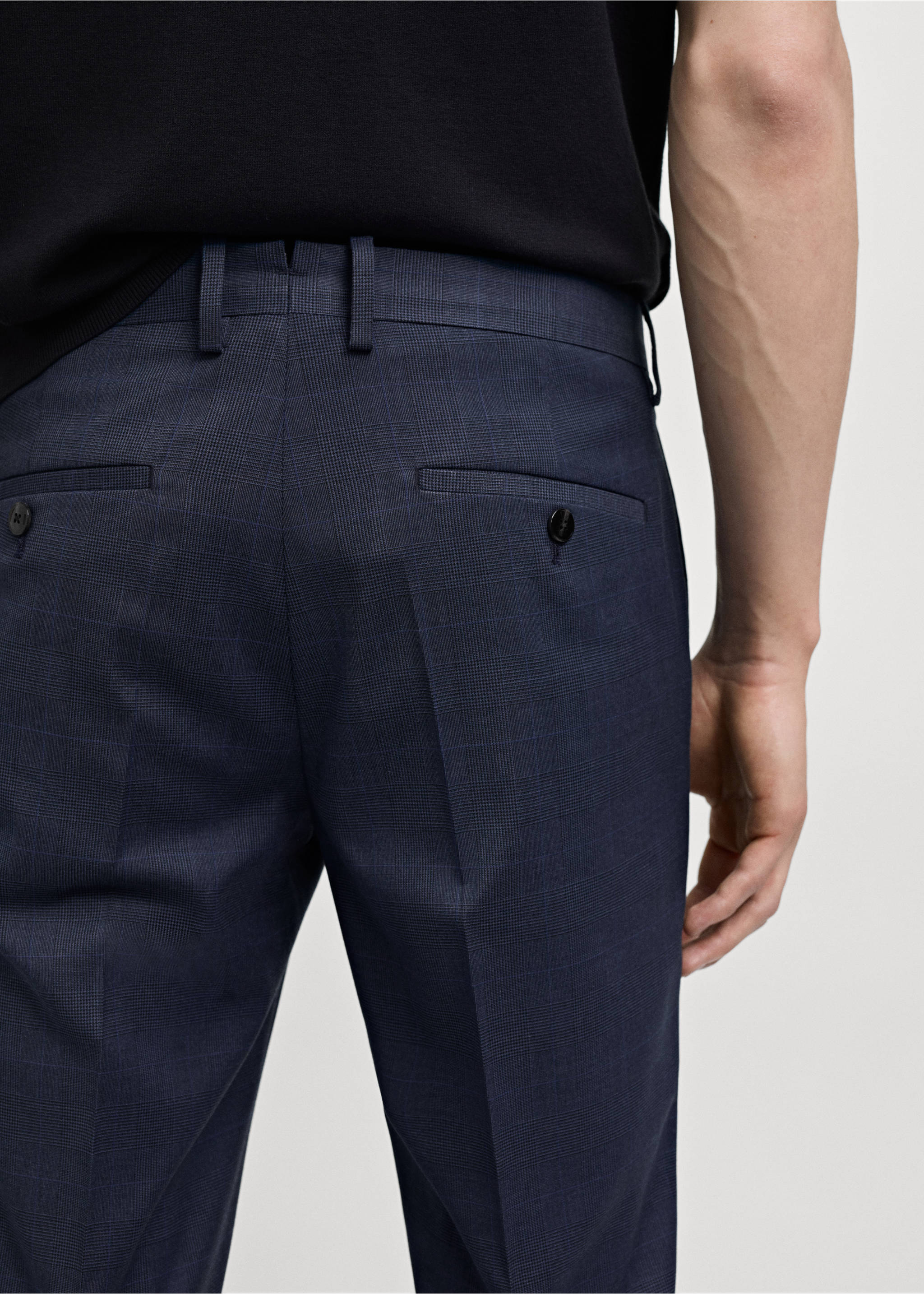 Stretch fabric super slim-fit suit trousers - Details of the article 3, Indigo Blue. Ref: 77000582-00.