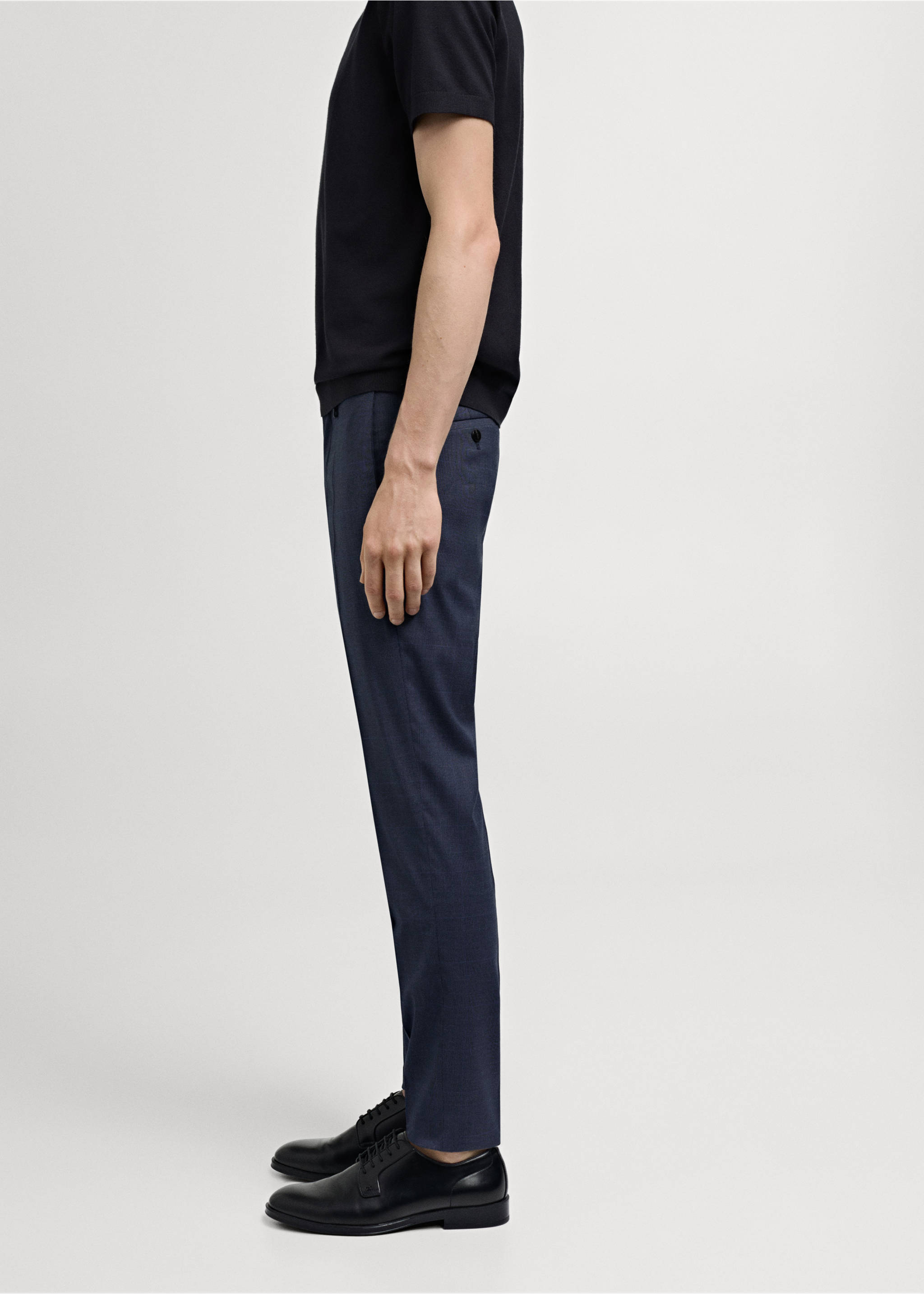 Stretch fabric super slim-fit suit trousers - Details of the article 2, Indigo Blue. Ref: 77000582-00.