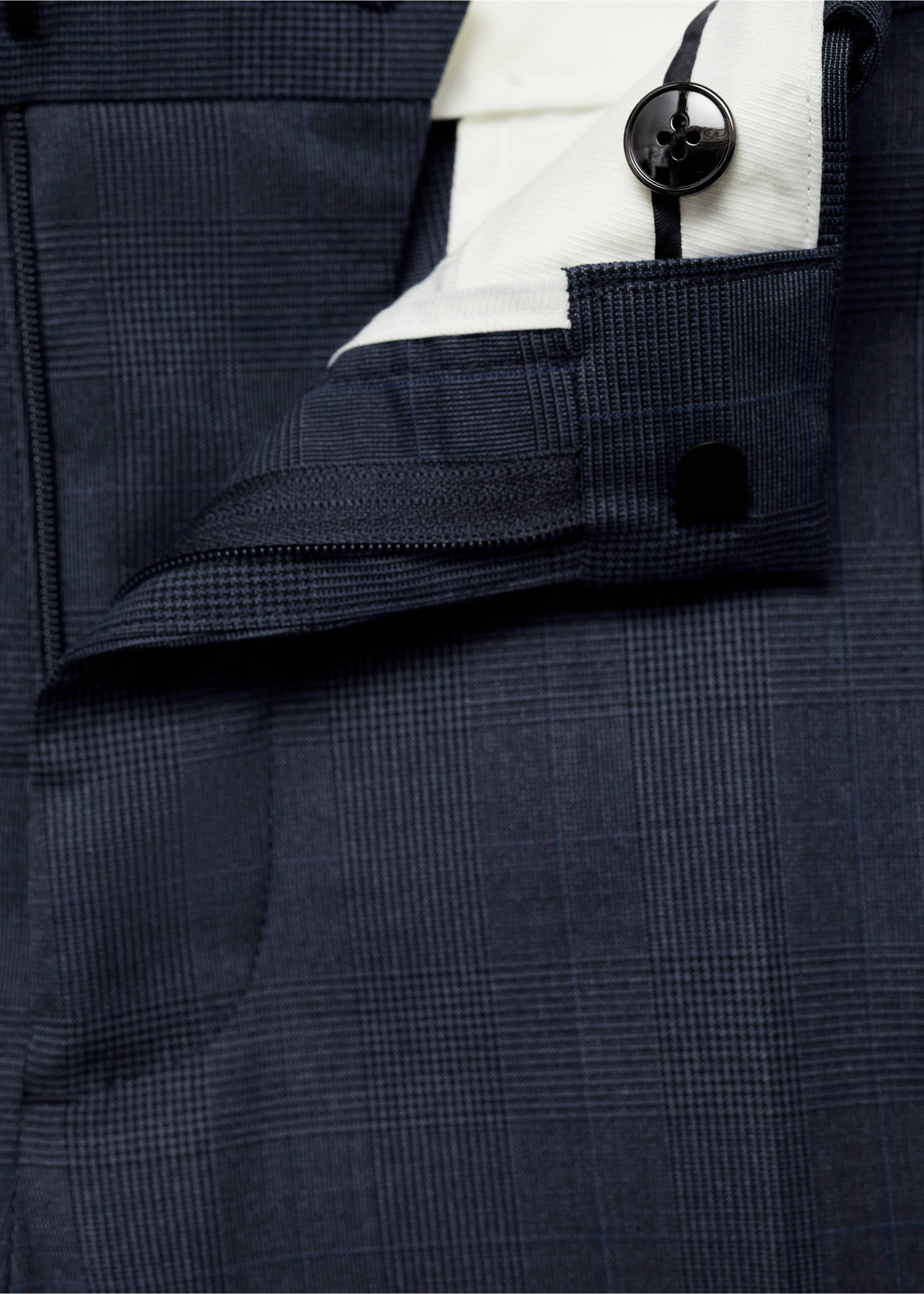Stretch fabric super slim-fit suit trousers - Details of the article 8, Indigo Blue. Ref: 77000582-00.