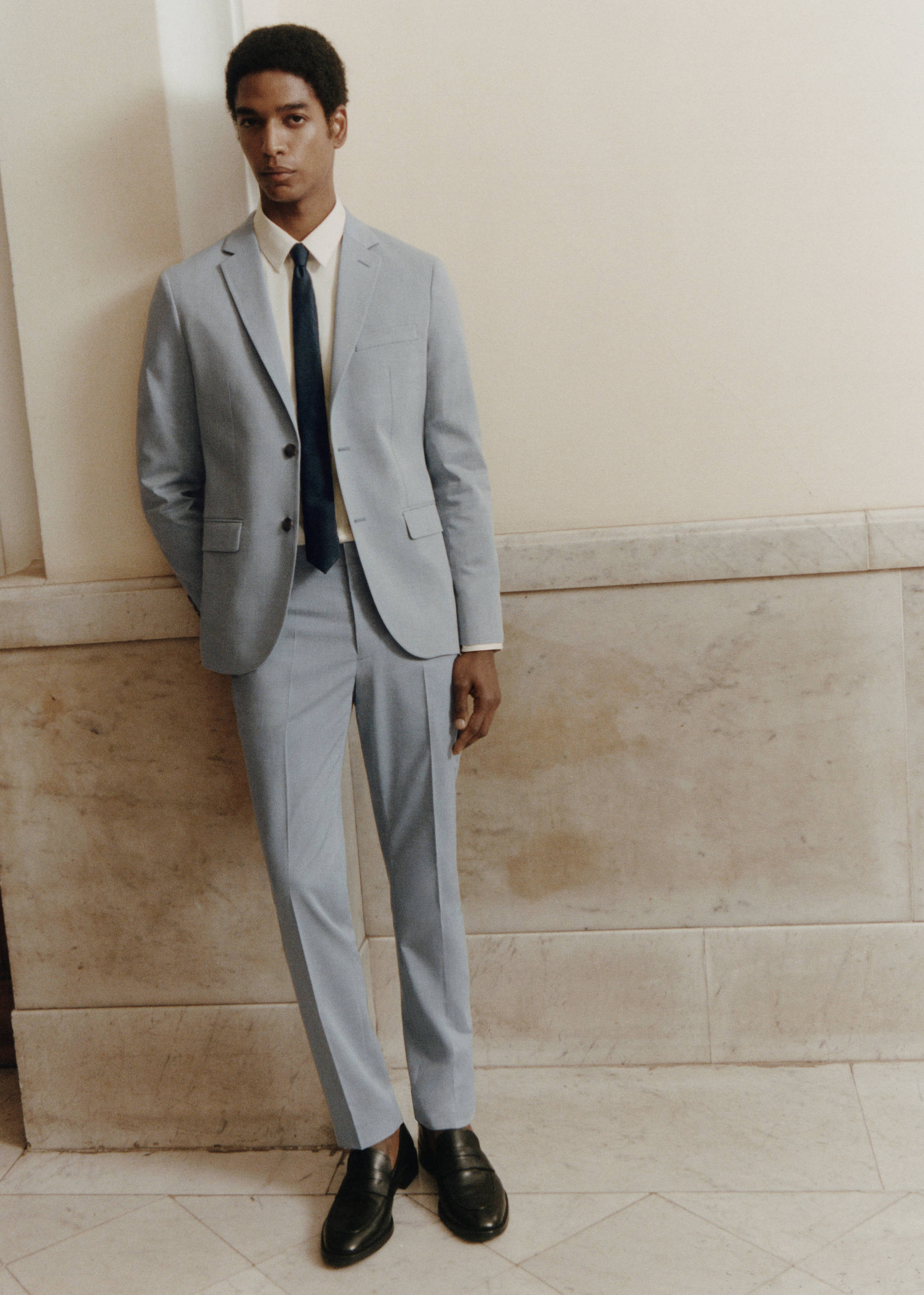 弹力面料超修身西装裤 - null