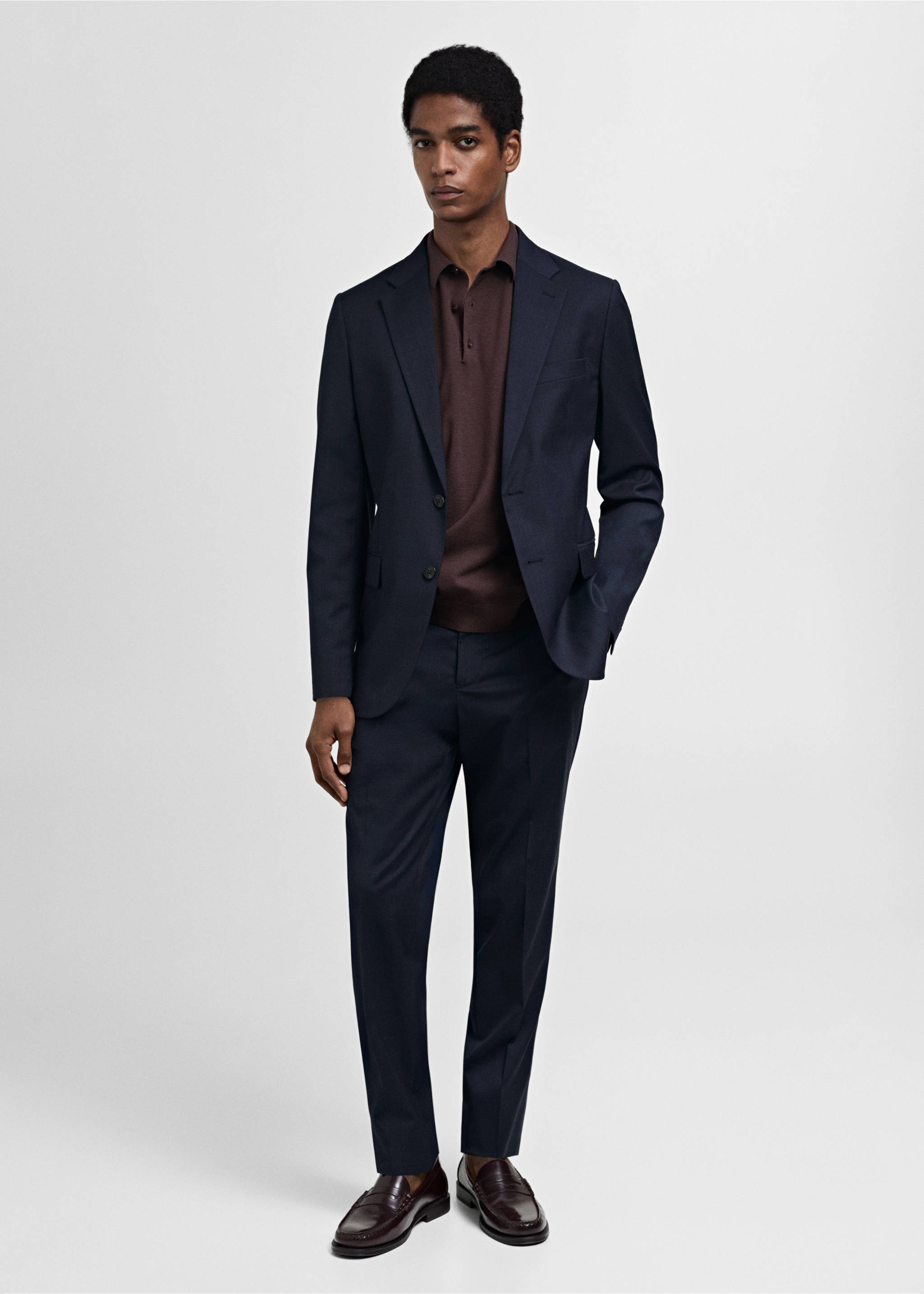 Milan slim-fit suit trousers - General plane, Dark Navy. Ref: 77000587-02.