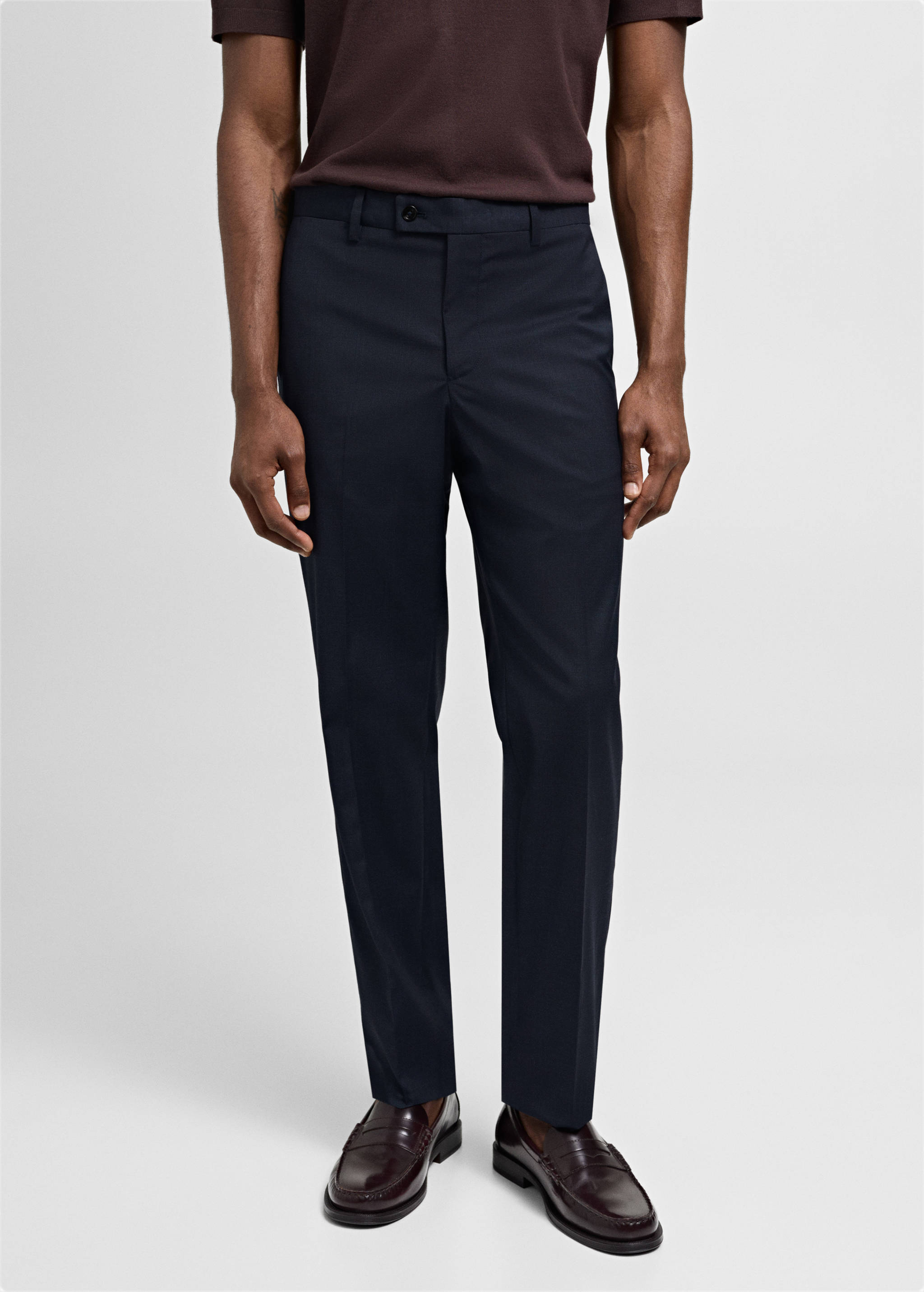 Milan slim-fit suit trousers - Medium plane