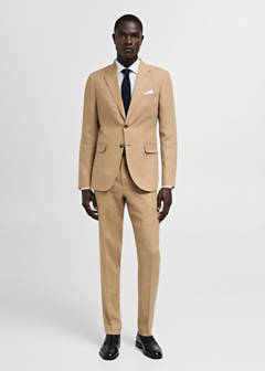 100% linen slim-fit suit trousers — Medium Brown 2