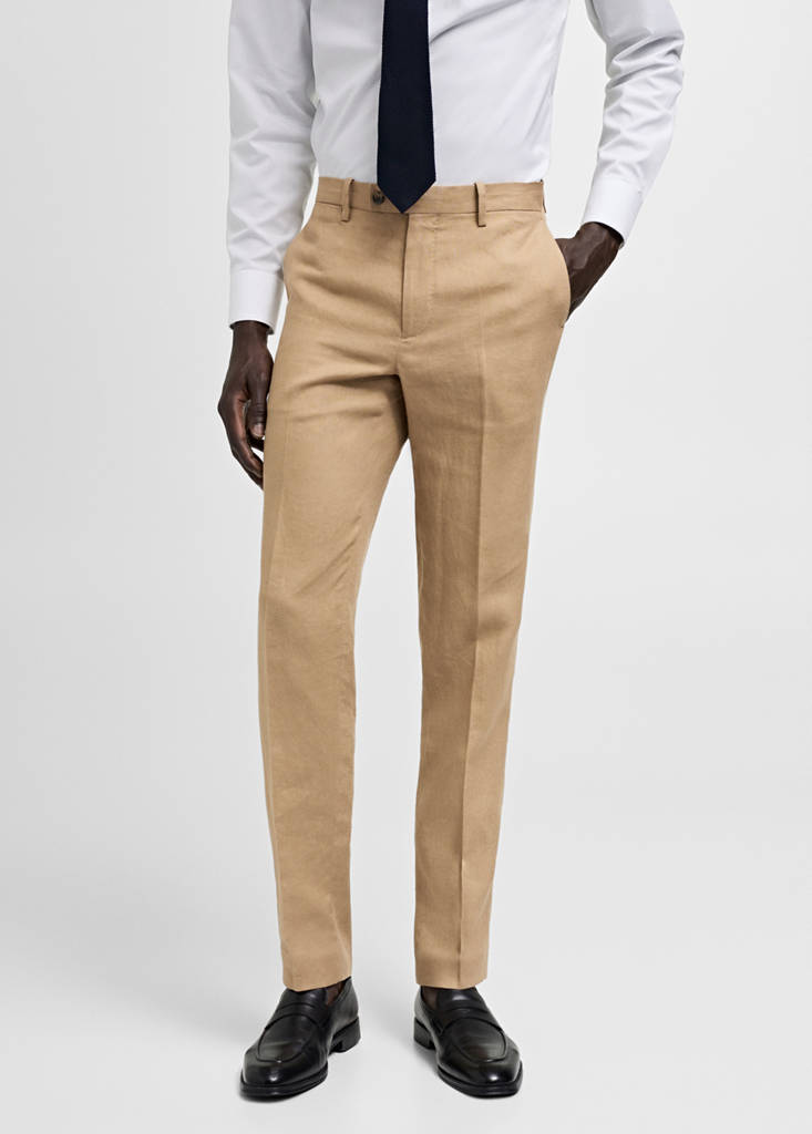 100% linen slim-fit suit trousers - thumbnail 2