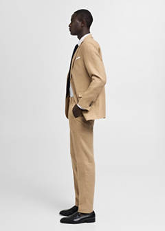 100% linen slim-fit suit trousers — Medium Brown 4